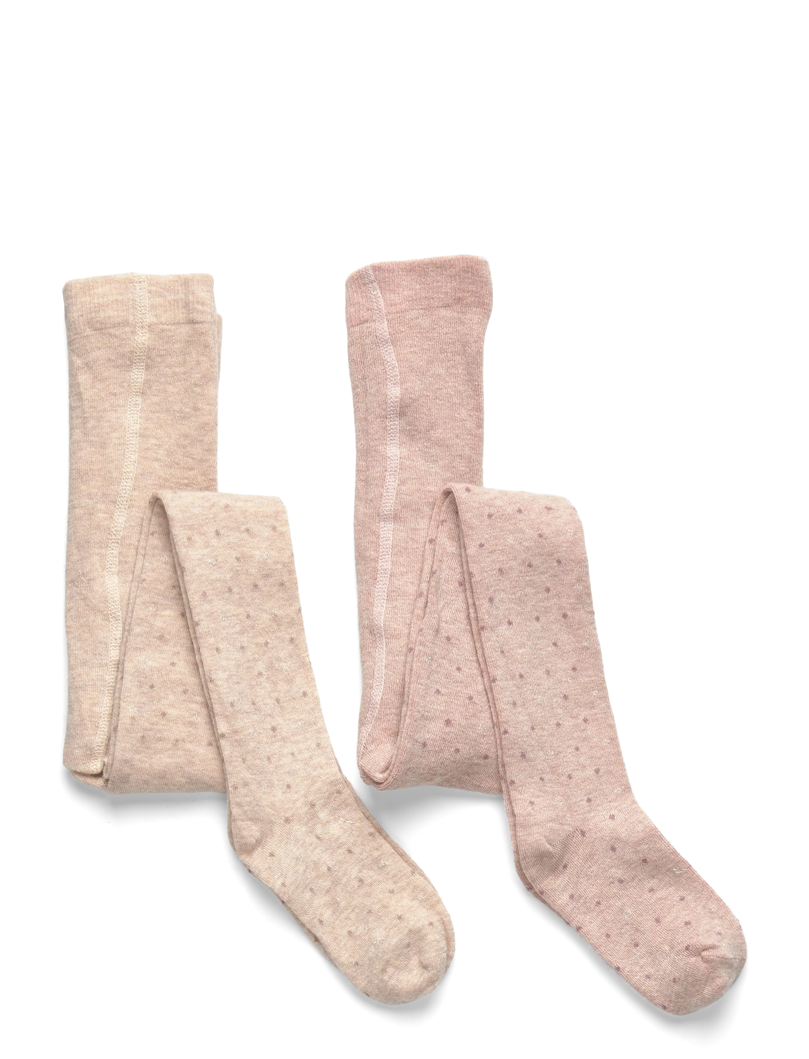 Minymo Wool Stocking 2-Pack, Børn, Prikkede Strømpebukser 2-Pak, Beige, Str: 68<