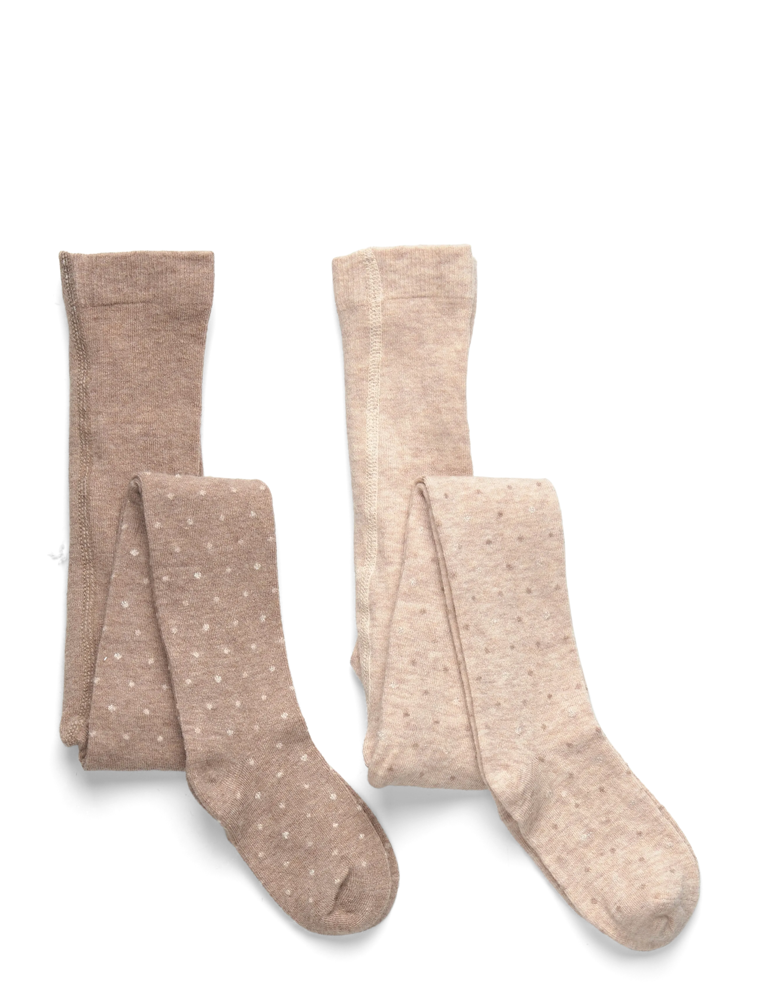 Minymo Wool Stocking 2-Pack, Børn, Prikkede Strømpebukser 2-Pak, Beige, Str: 140f