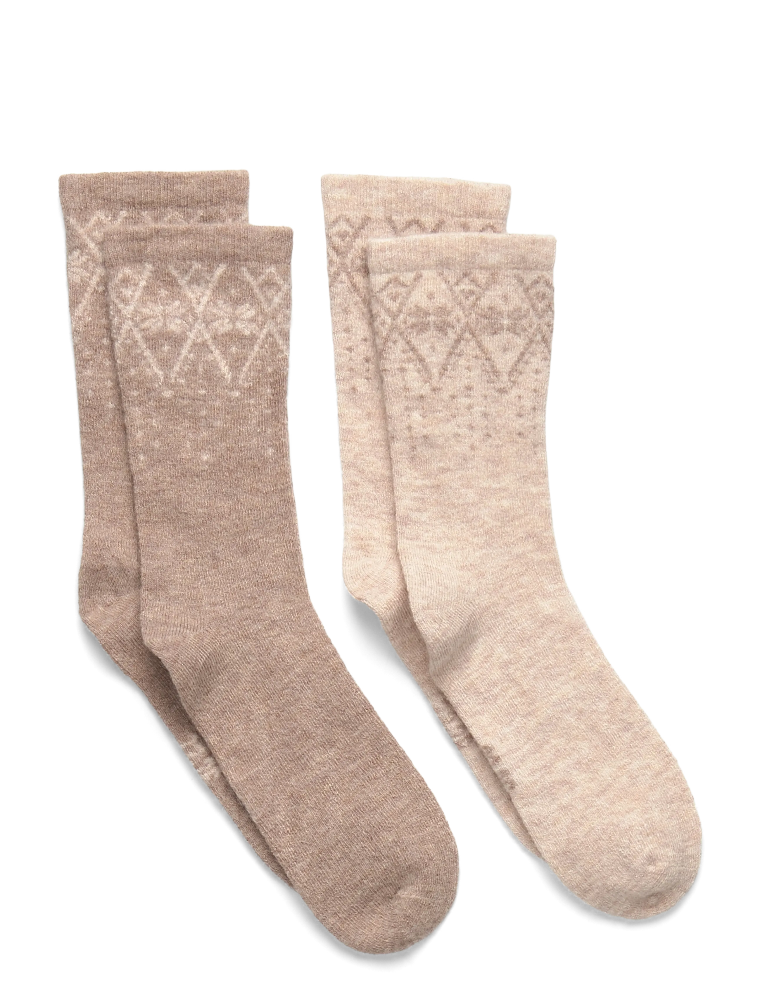 Minymo Winter Wool Socks 2-Pack, Børn, Vinter Uldsokker, Beige, Str: 19