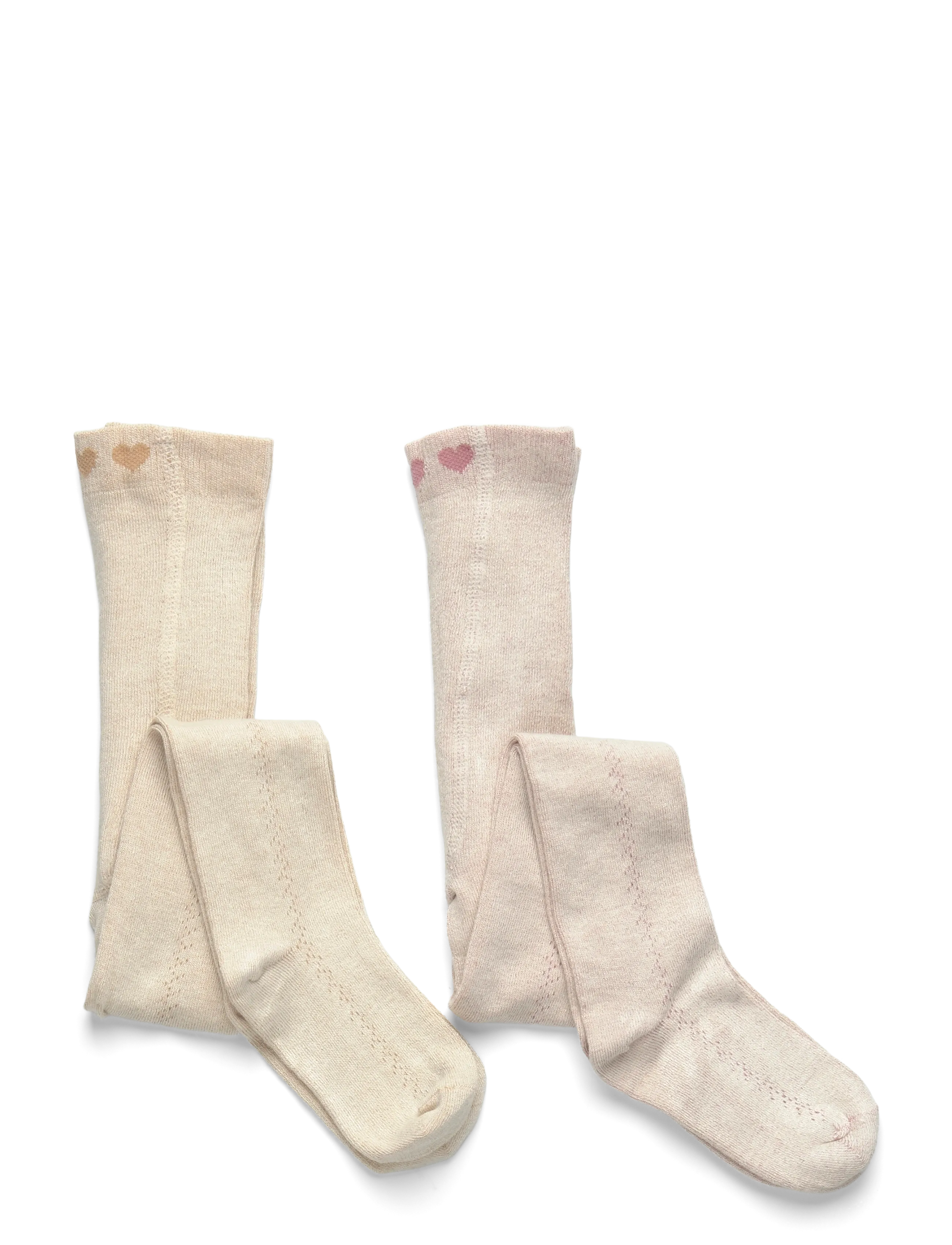 Minymo Stocking W.pointelle (2-Pack), Børn, Pointelle Strømpebukser 2-Pak, Beige, Str: 562