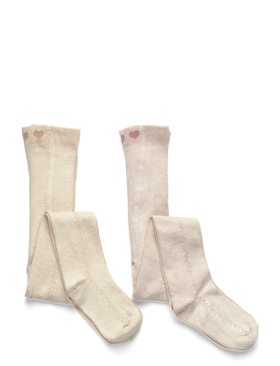 Minymo - Stocking w.Pointelle (2-pack) - strumpbyxor - burnished lilac - 0
