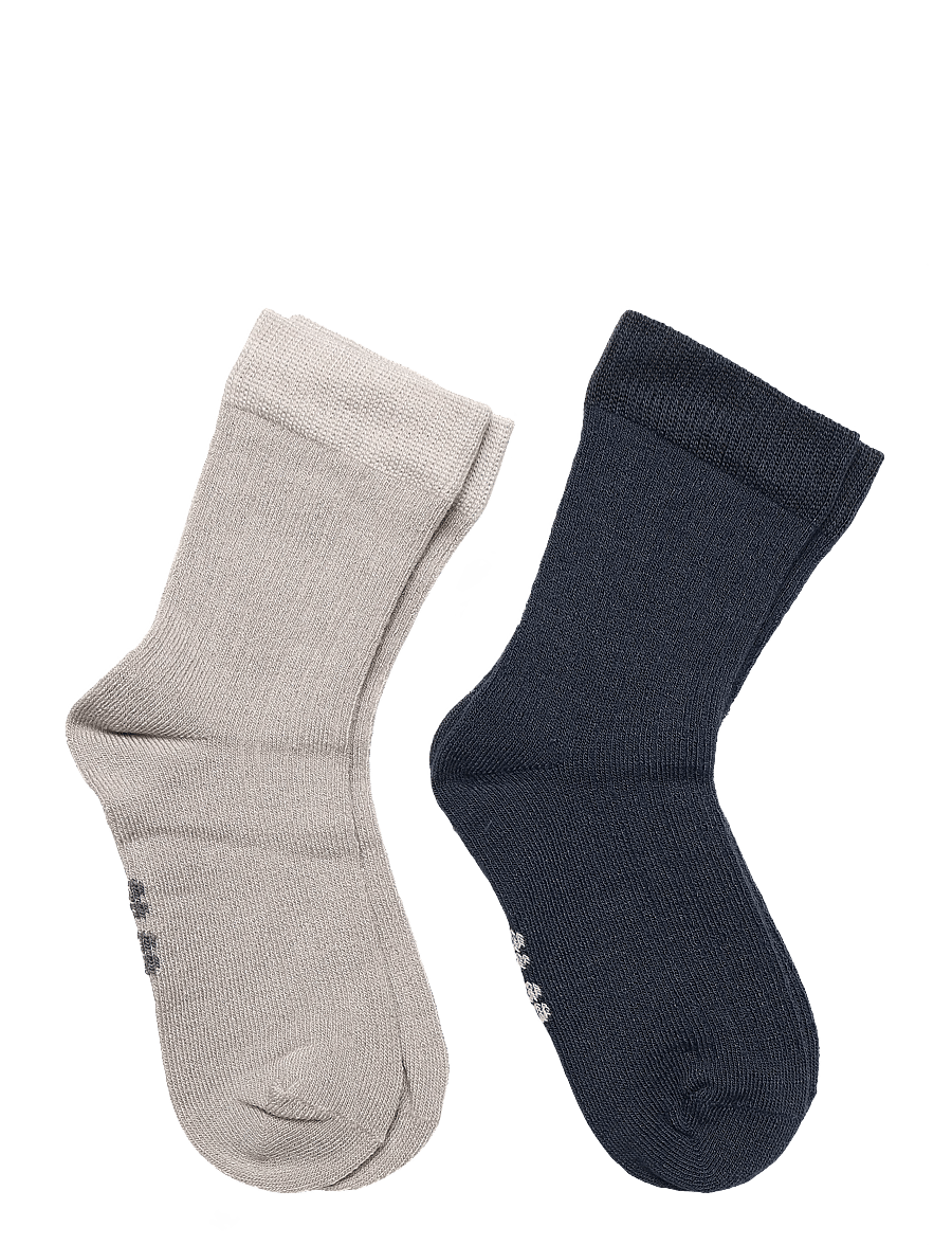 Minymo - Thin Viscose Sock (2-pack) - strømper - night gray - 1
