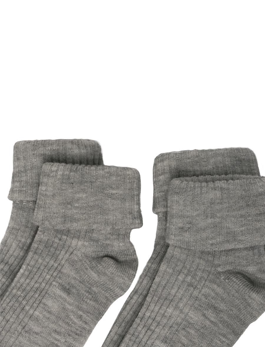 Minymo - Baby 2x2 Rib Wool socks 2-Pack - babysokker - light grey melange - 2