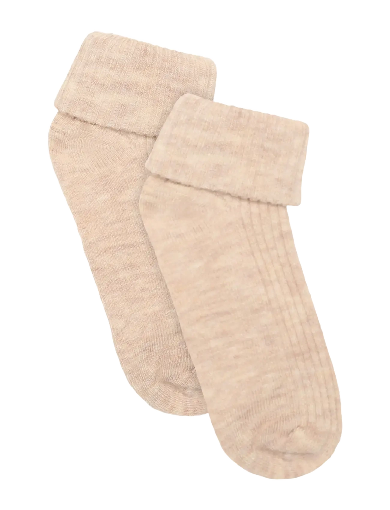 Minymo Baby 2x2 Rib Wool socks 2-Pack - Minymo - SHEER BLISS MELANGE / beige