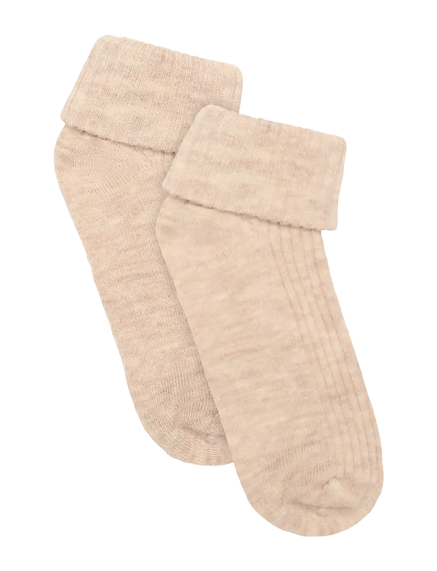 Minymo - Baby 2x2 Rib Wool socks 2-Pack - baby-socken - sheer bliss melange - 0