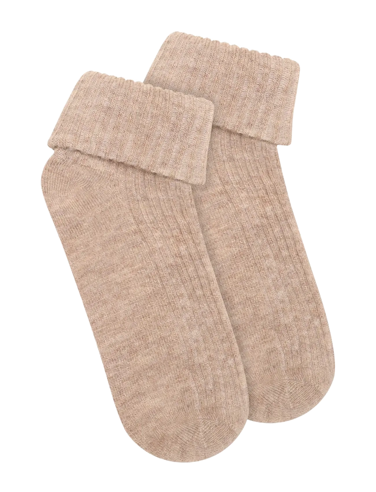 Minymo Baby 2x2 Rib Wool socks 2-Pack - Minymo - SILVER MINK MELANGE / beige