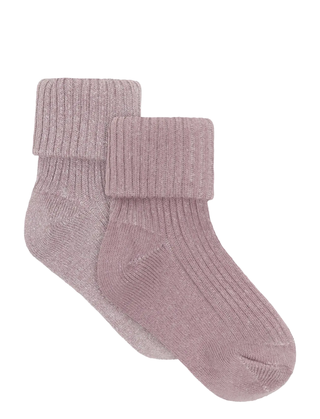 Minymo Baby Rib Socks w.glit (2-pack) - Minymo - ELDERBERRY / pink/rose