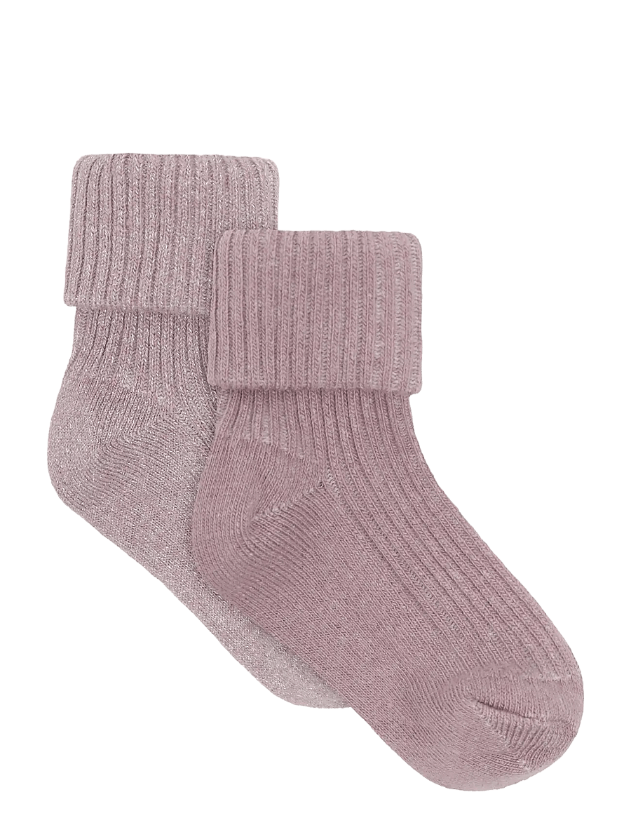 Minymo - Baby Rib Socks w.glit (2-pack) - baby-socken - elderberry - 0