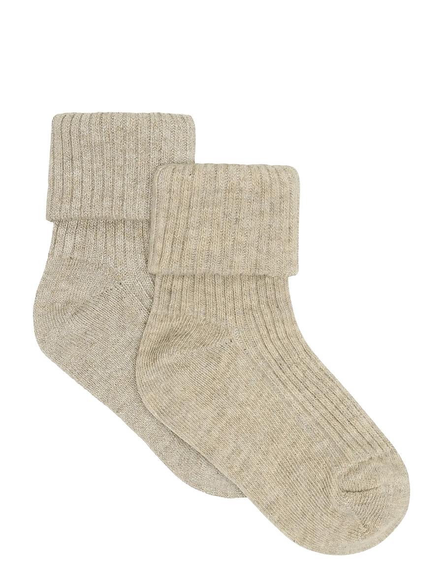 Minymo - Baby Rib Socks w.glit (2-pack) - baby-socken - silver mink - 0