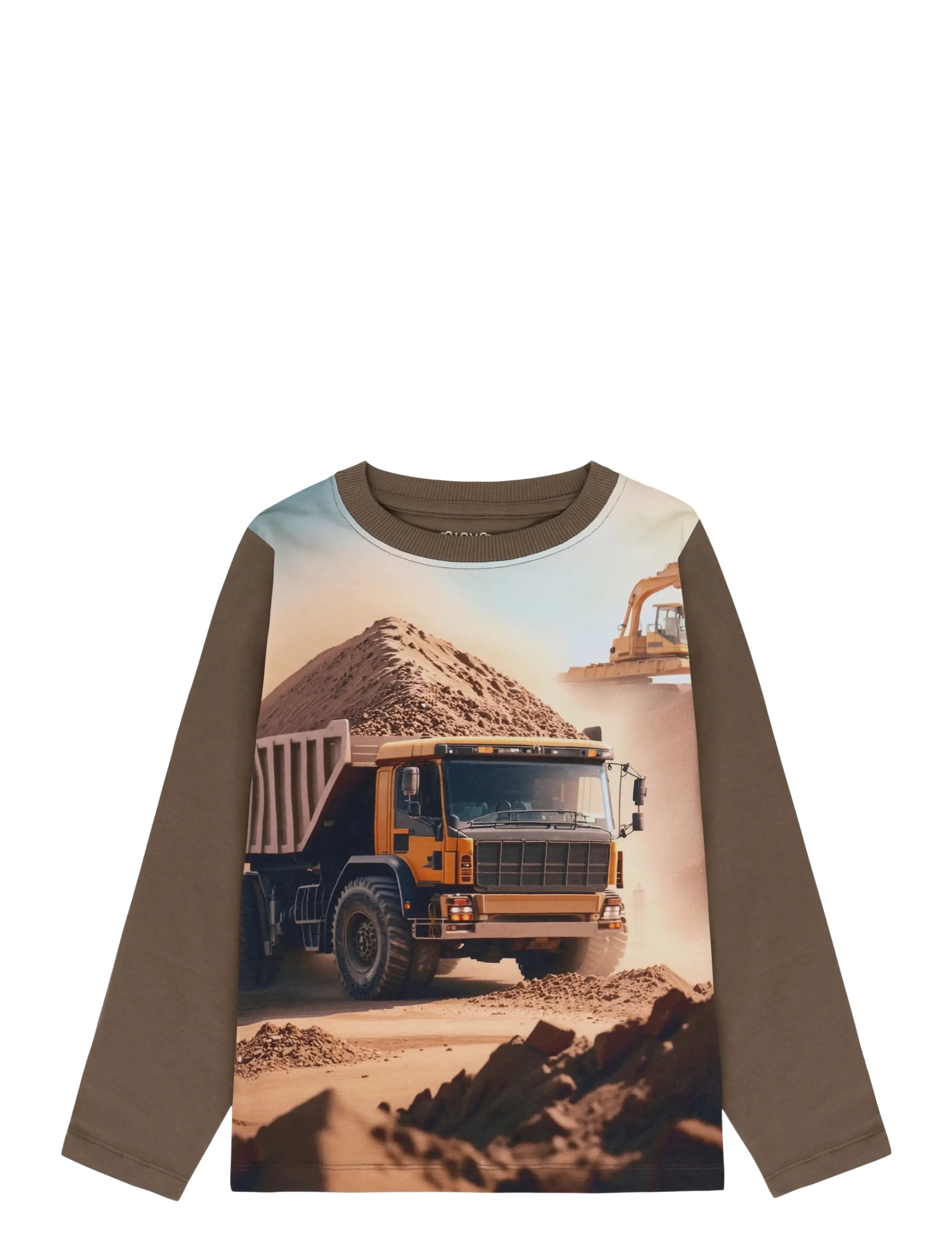 Minymo T-Shirt Ls, Kinder, Langarm T-Shirt Mit Baustellenmotiv, Braun, Gr: 128