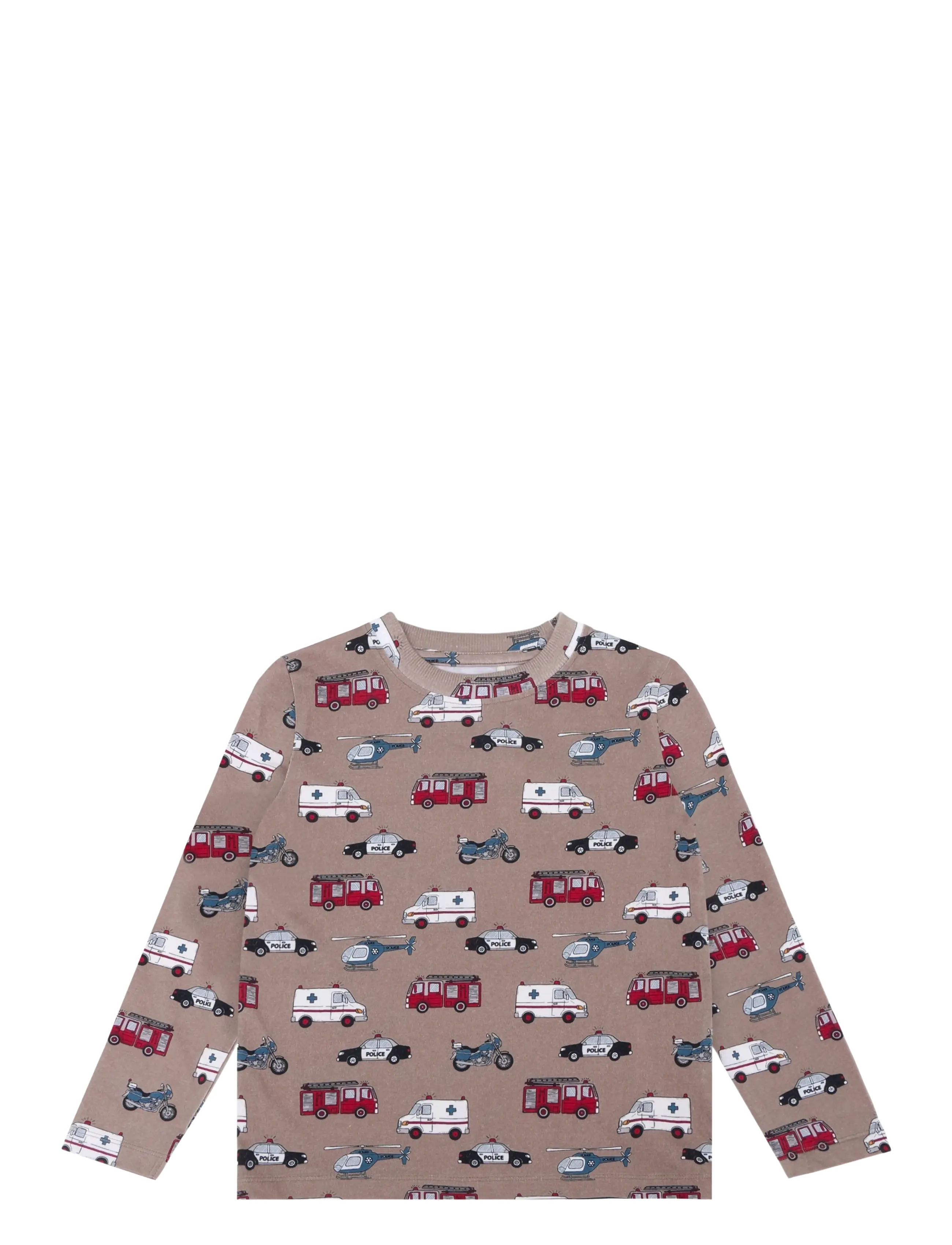 Minymo T-Shirt Ls Aop, Kinder, Langarm T-Shirt Mit Fahrzeugprint, Beige, Gr.98