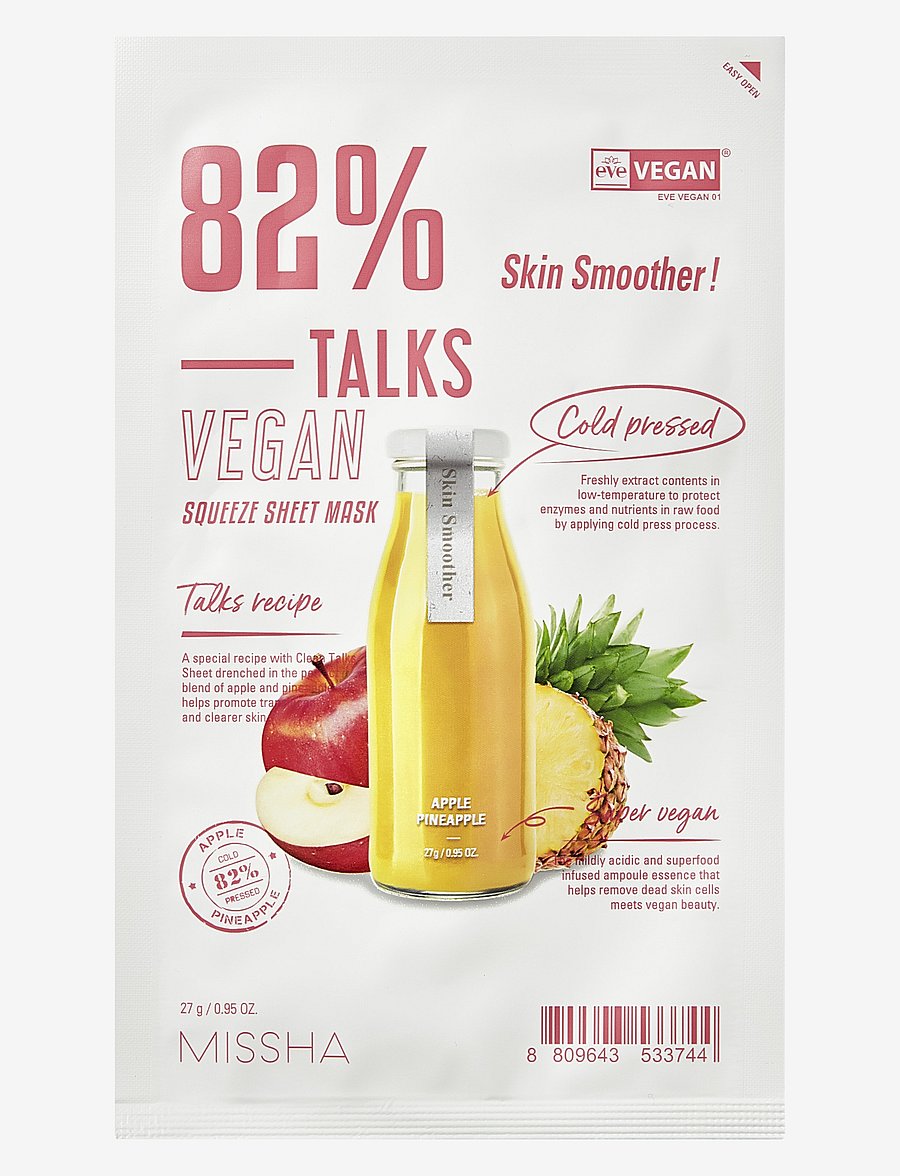 Missha - Missha Talks Vegan Squeeze Sheet Mask - lehtmaskid - clear - 0