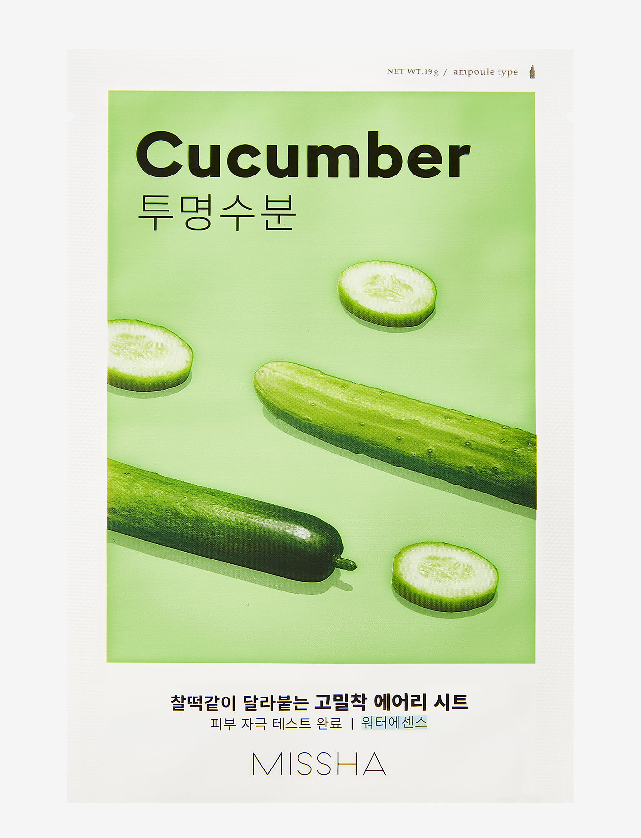 Missha Airy Fit Sheet Mask (Cucumber), Sheetmaske, Str: 19 G