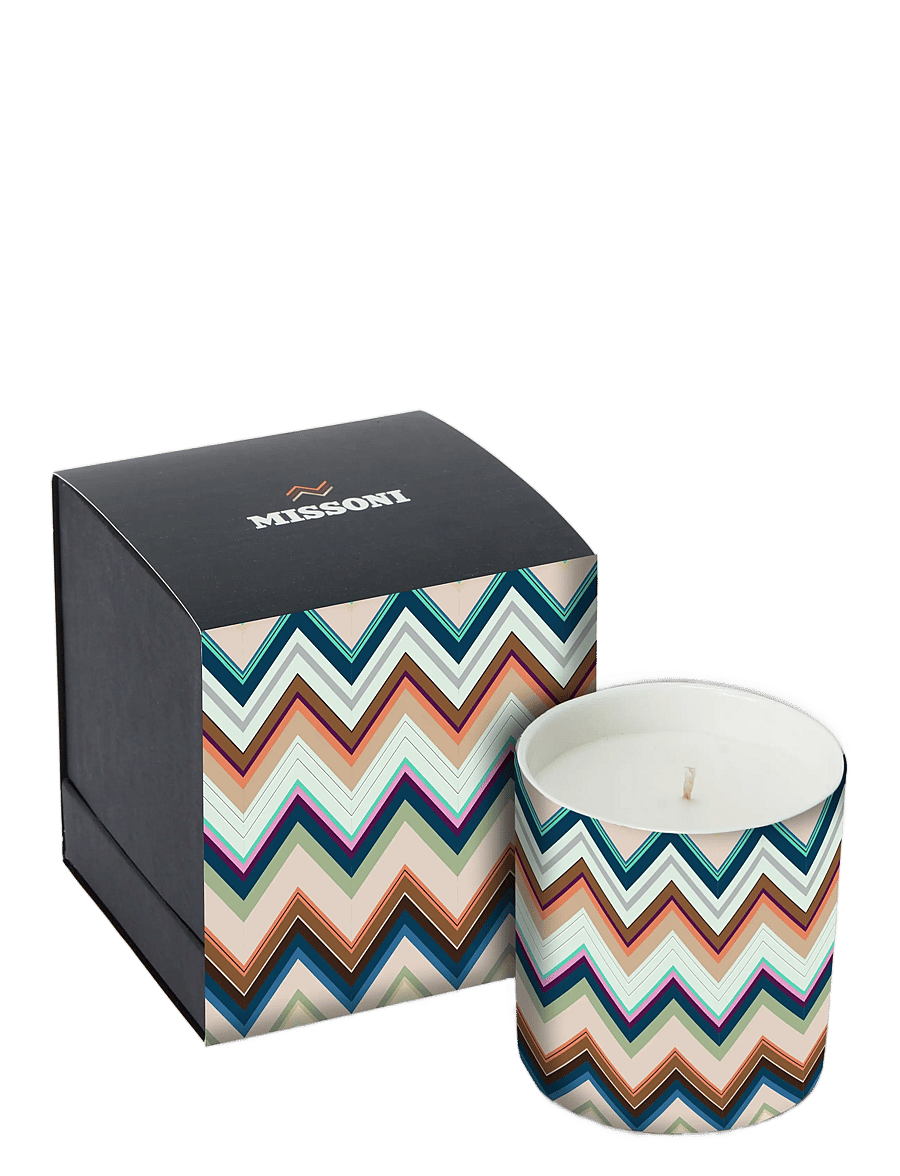 Missoni Home - AGADIR SCENTED CANDLE W/DECORATED GLASS CONTAINER Ø 8,3XH9, - above 500kr - blue multicolor - 0