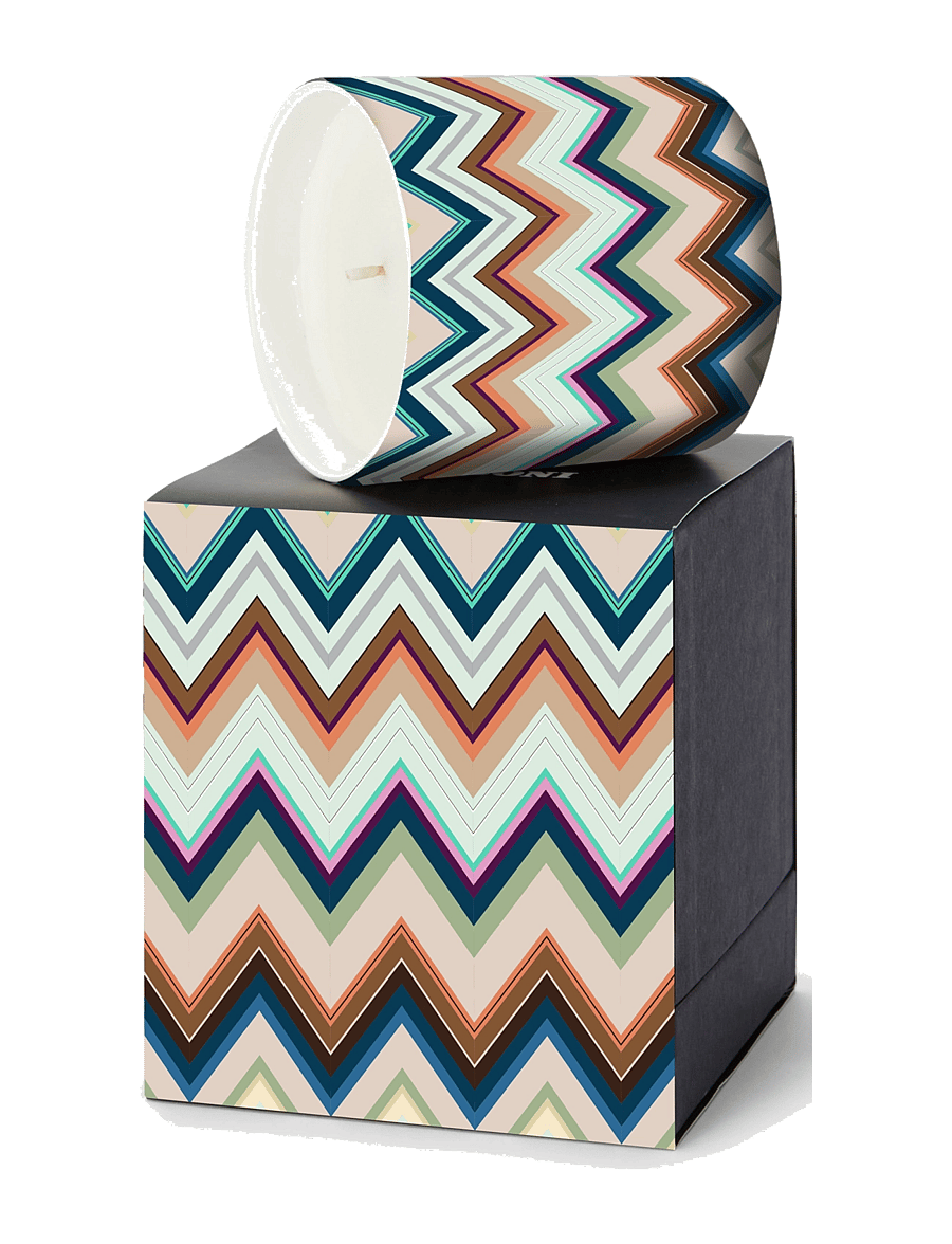Missoni Home - AGADIR SCENTED CANDLE W/DECORATED GLASS CONTAINER Ø 8,3XH9, - above 500kr - blue multicolor - 1