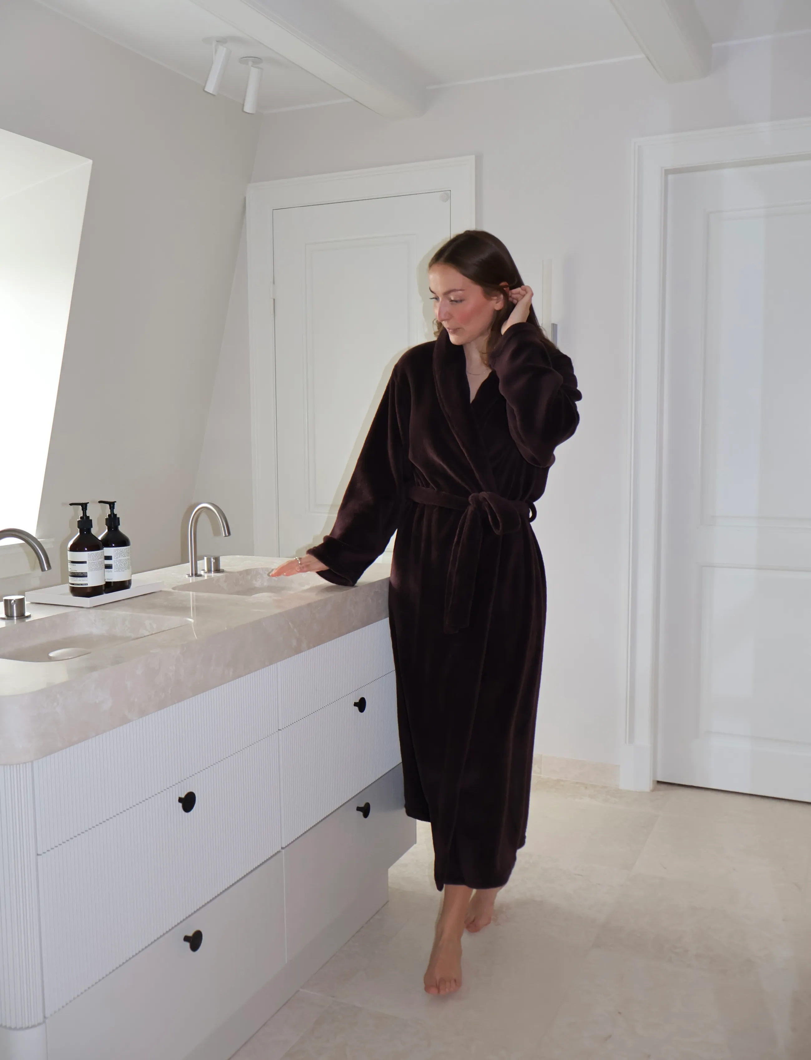 Missya - Cornflocker fleece robe long - vardagsstil - dark brown - 0