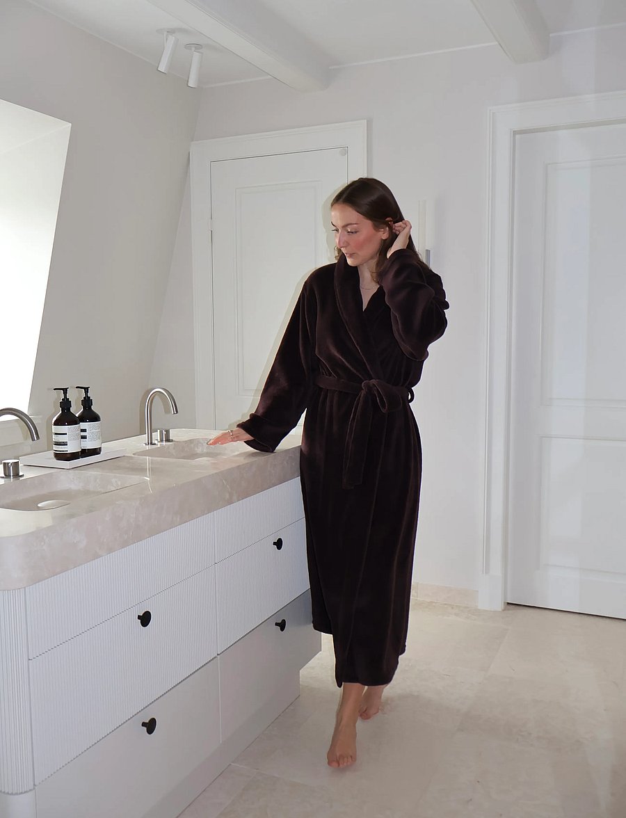 Missya - Cornflocker fleece robe long - vardagsstil - dark brown - 0