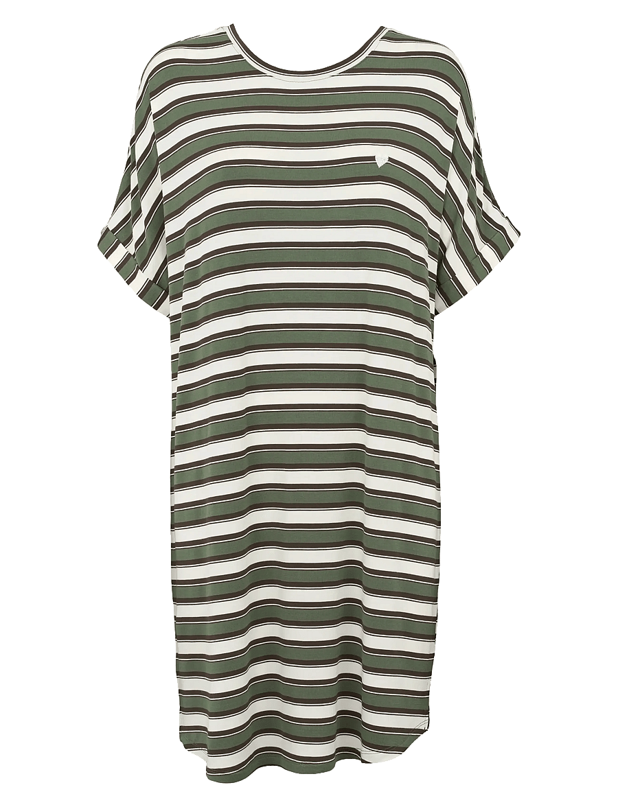 Missya - Softness stripe big shirt - nachthemden - dusty green - 0