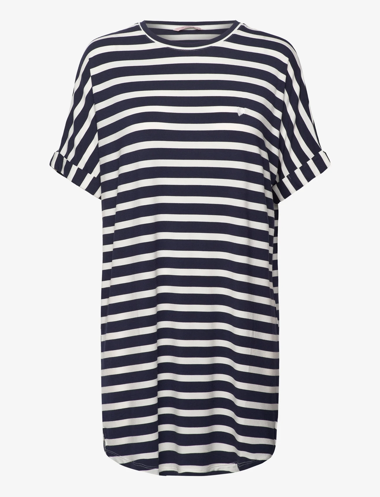 Missya - Softness stripe big shirt - birthday gifts - navy - 0
