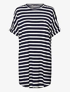Softness stripe big shirt - NAVY