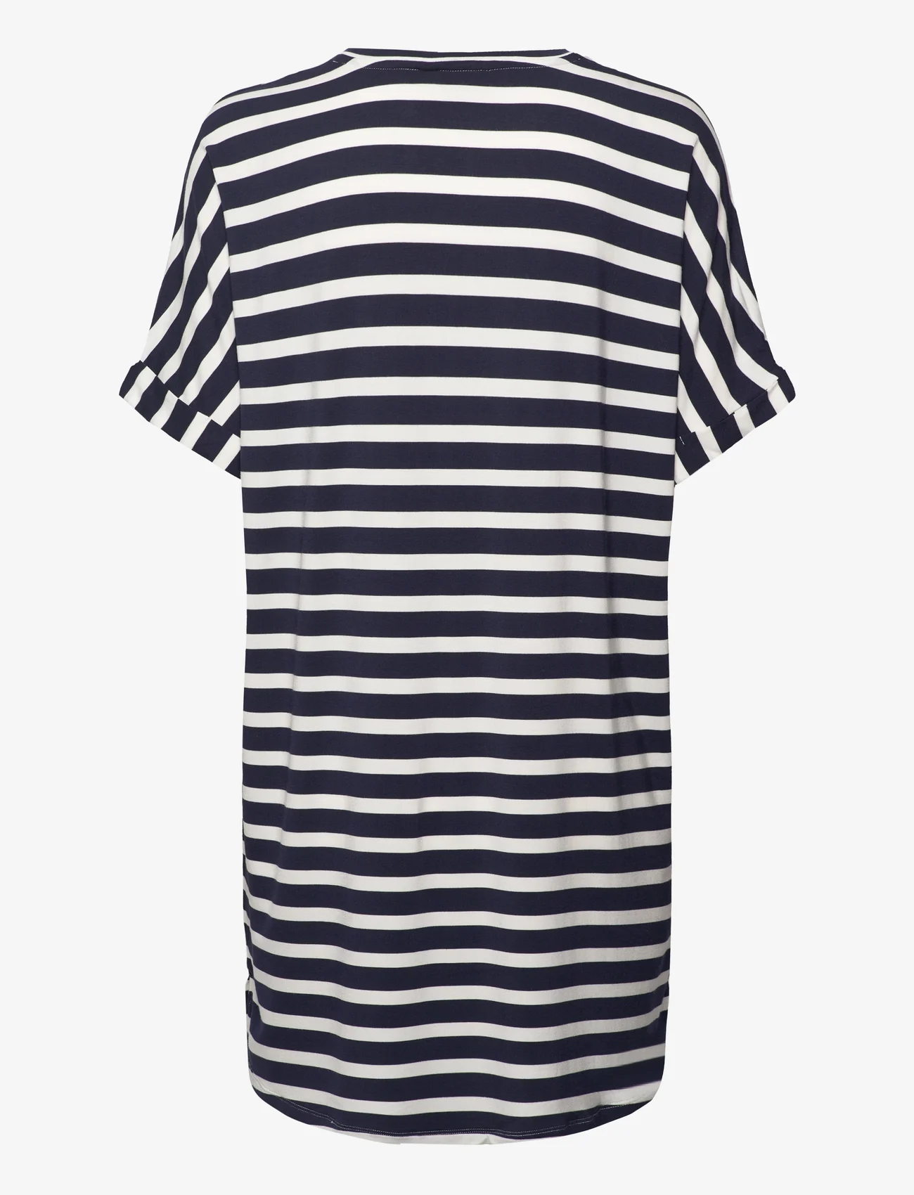 Missya - Softness stripe big shirt - birthday gifts - navy - 1