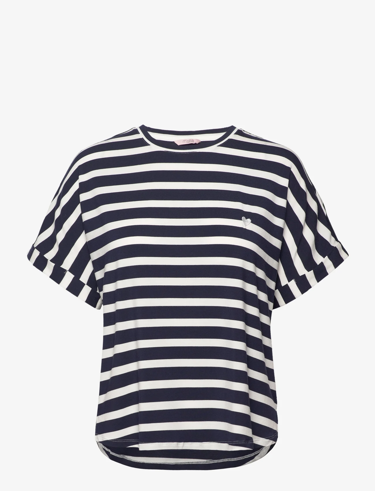 Missya - Softness stripe SS t-shirt - alhaisimmat hinnat - navy - 0
