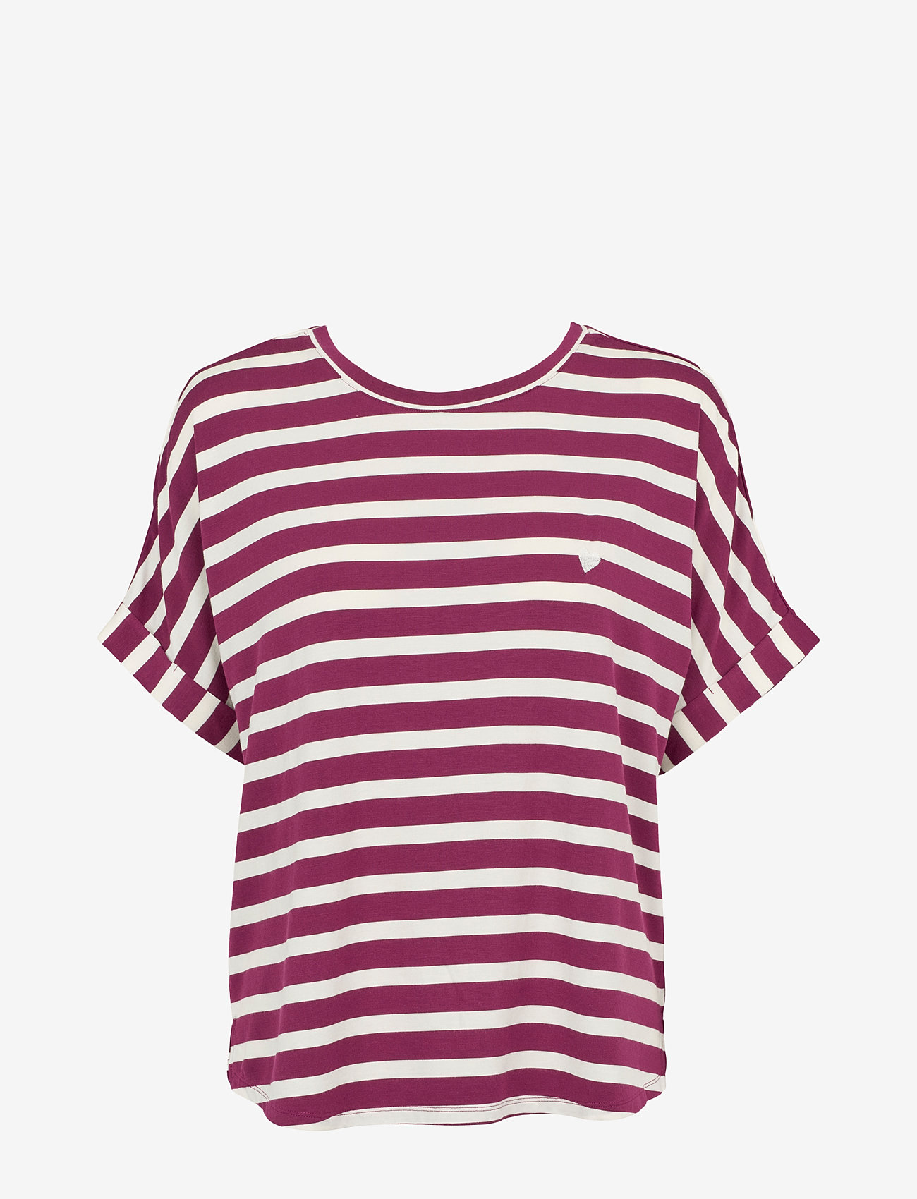 Missya - Softness stripe SS t-shirt - alussärgid - purple potion - 0