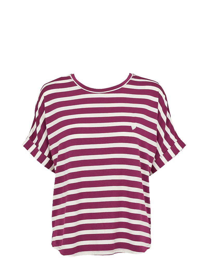 Missya - Softness stripe SS t-shirt - alussärgid - purple potion - 0