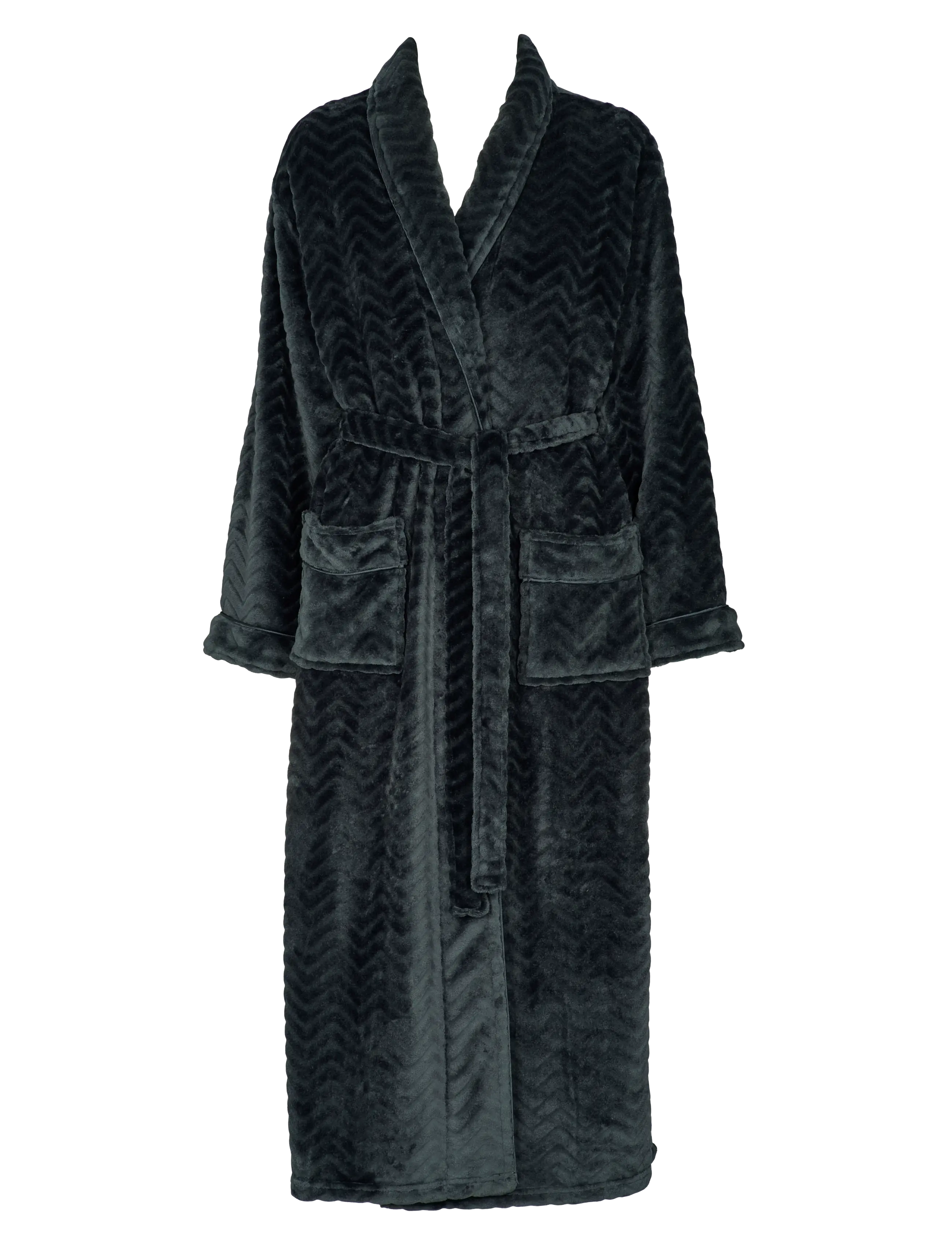 Missya Filipa fleece robe long - Missya - BLUEBERRY BLUE / khaki/green