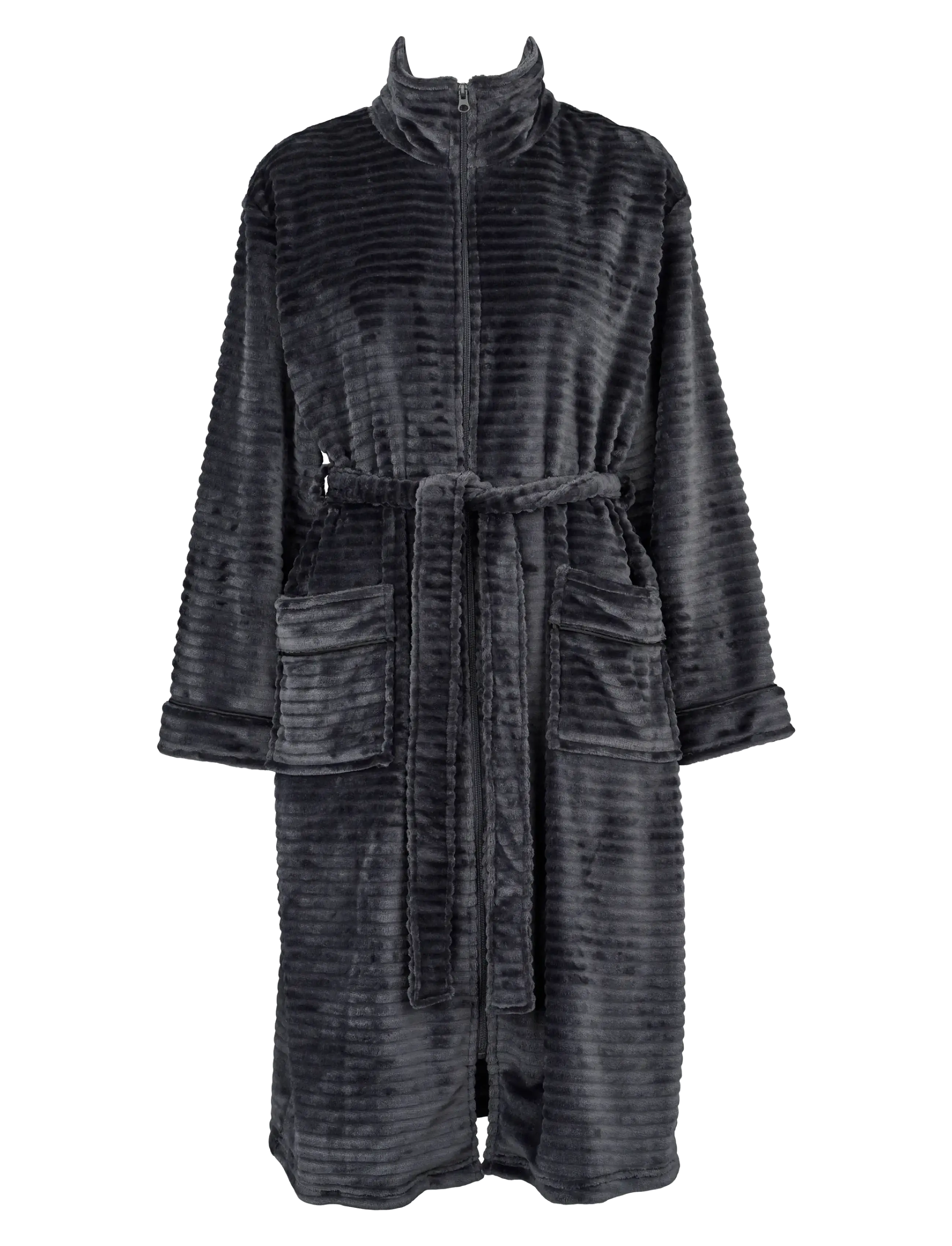 Missya Fine fleece robe w zipper - Morgenkåper - INDIA INK / grey
