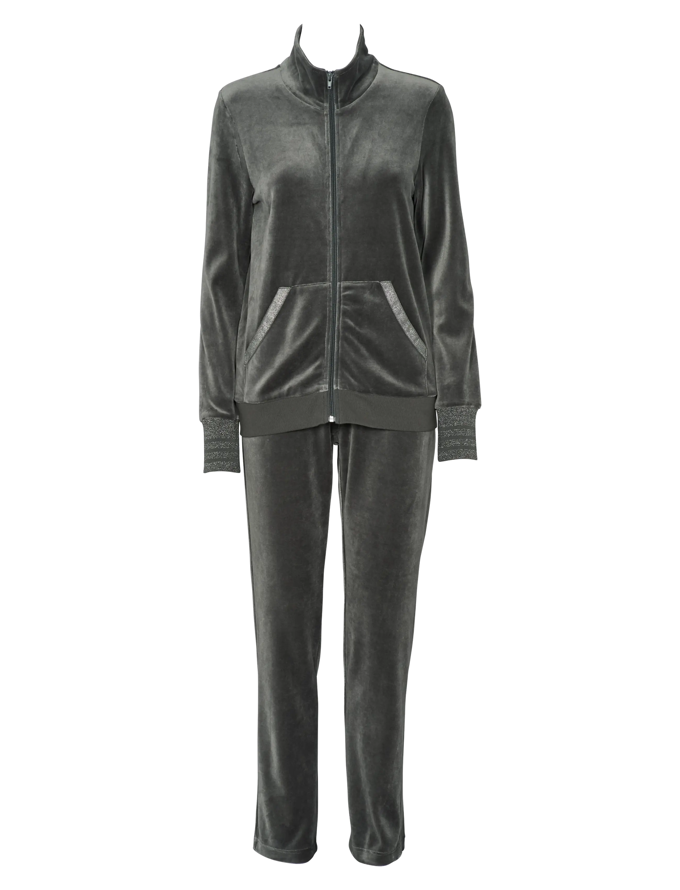 Missya Alice Velvet Set, Damen, Samt Trainingsanzug, Grau, Gr.S