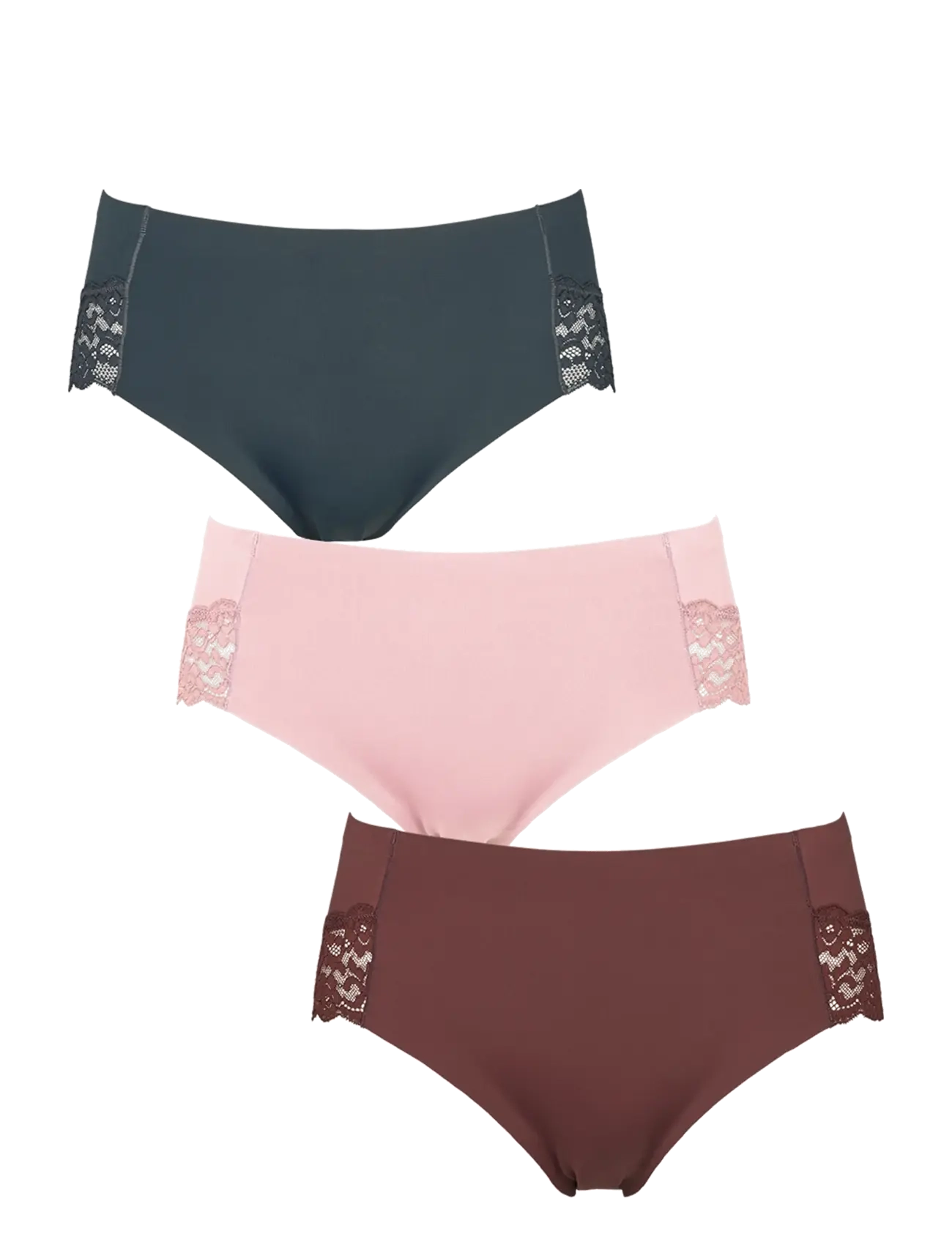 Missya Seamless tai w lace 3-pack - Basics - BROWN / multi