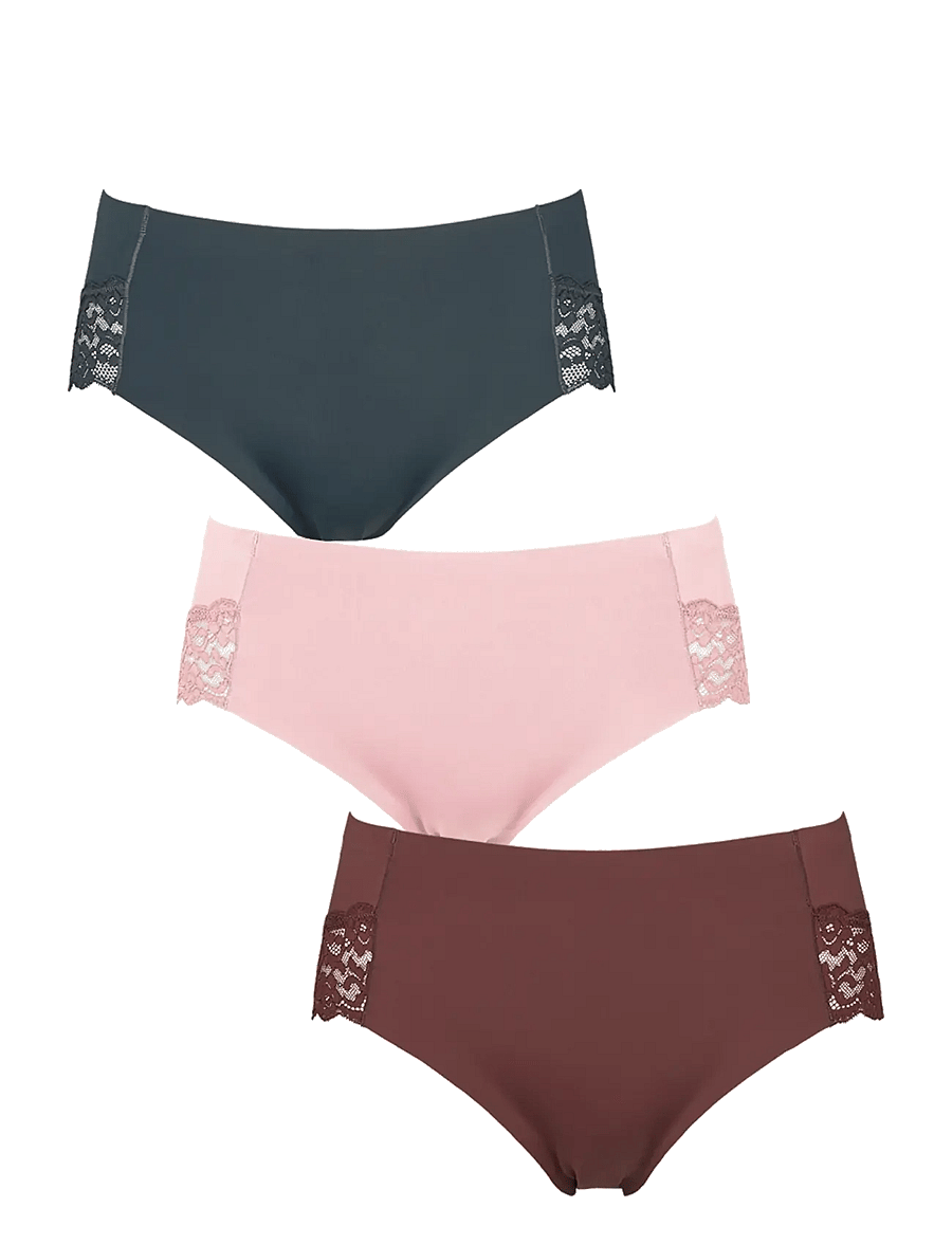 Missya - Seamless tai w lace 3-pack - seamless trusser - brown - 1