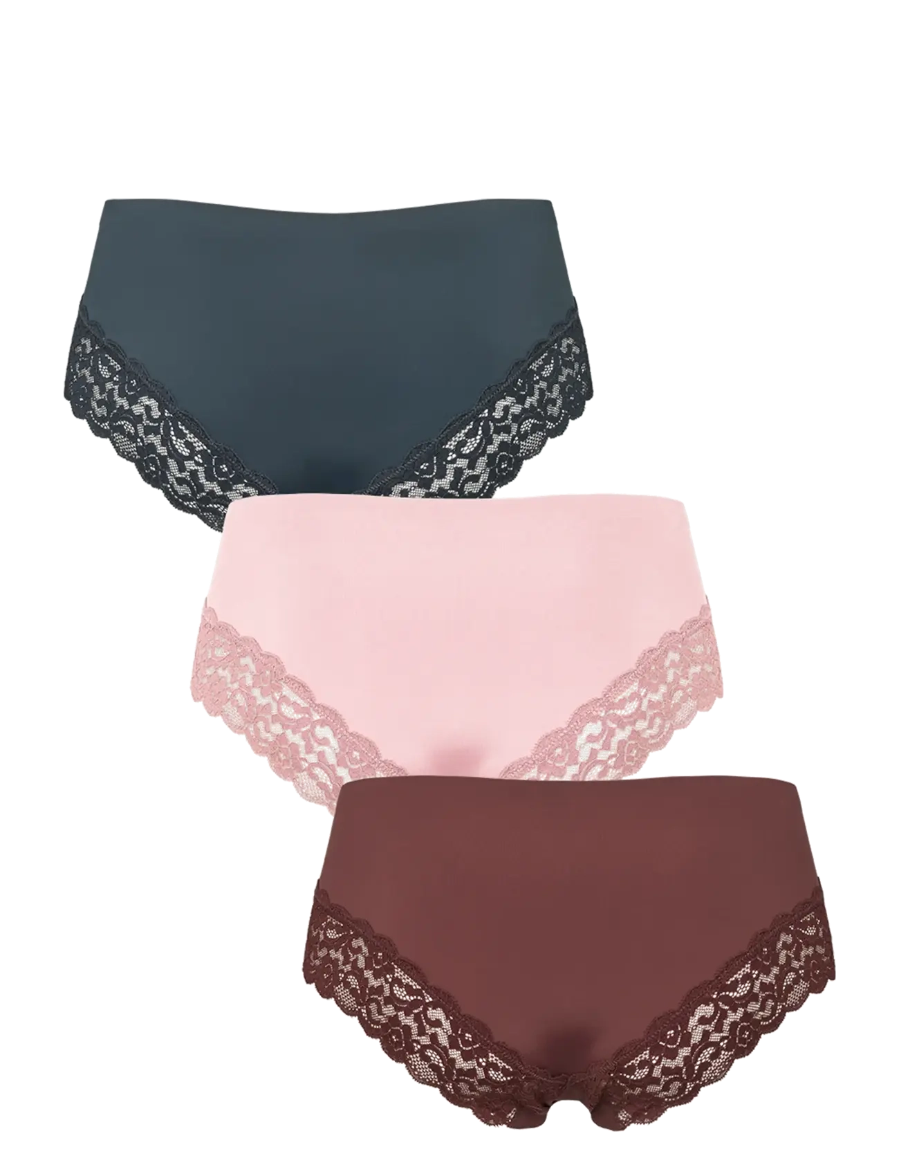 Missya - Seamless tai w lace 3-pack - seamless trusser - brown - 2