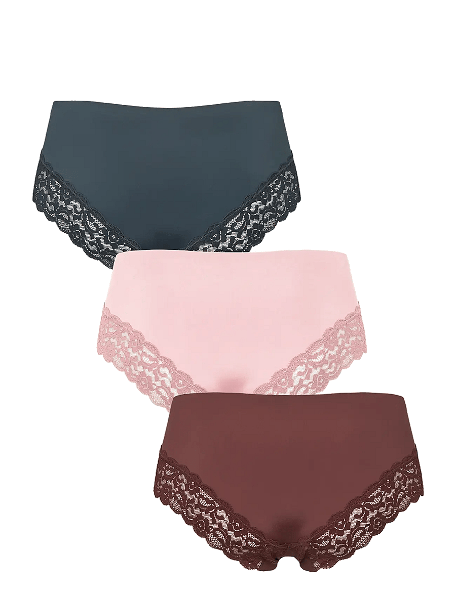 Missya - Seamless tai w lace 3-pack - seamless trusser - brown - 2
