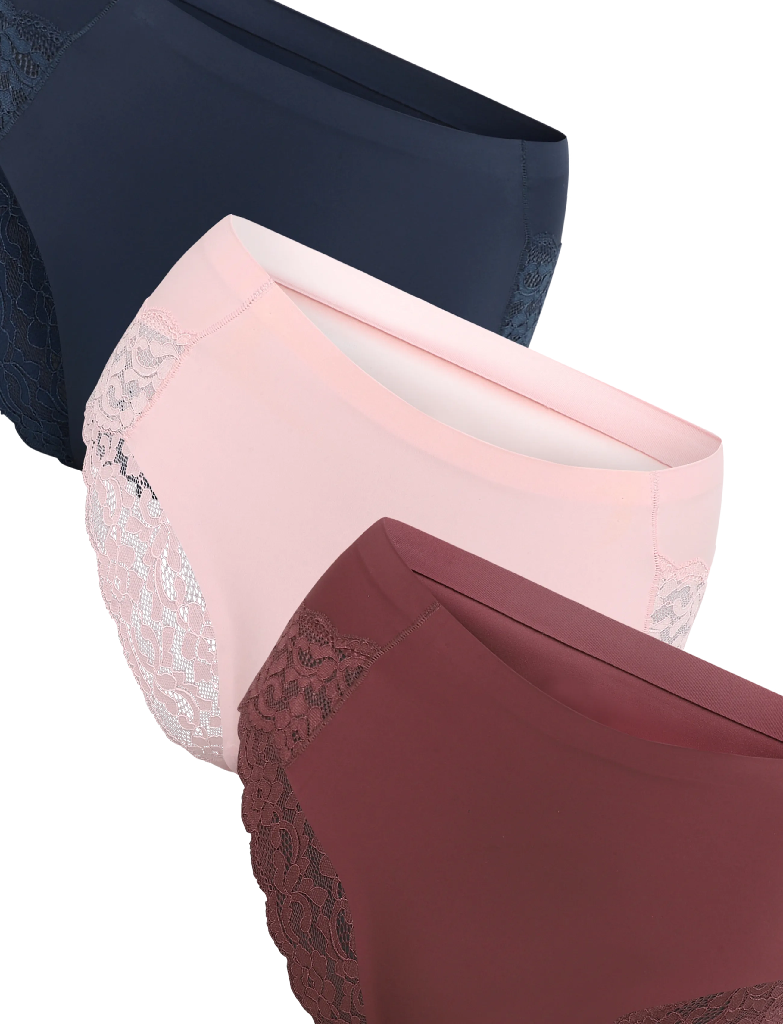 Missya - Seamless tai w lace 3-pack - nahtlose slips - brown - 3