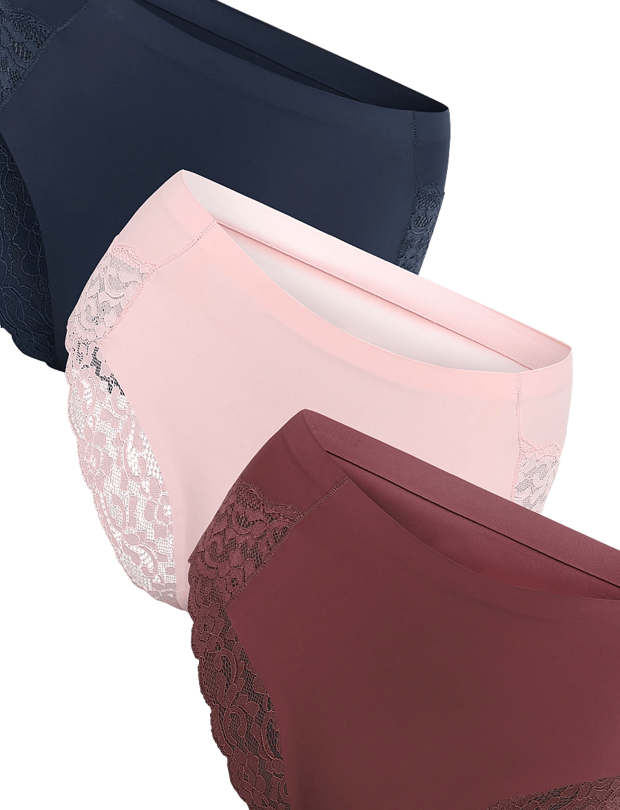 Missya - Seamless tai w lace 3-pack - nahtlose slips - brown - 3