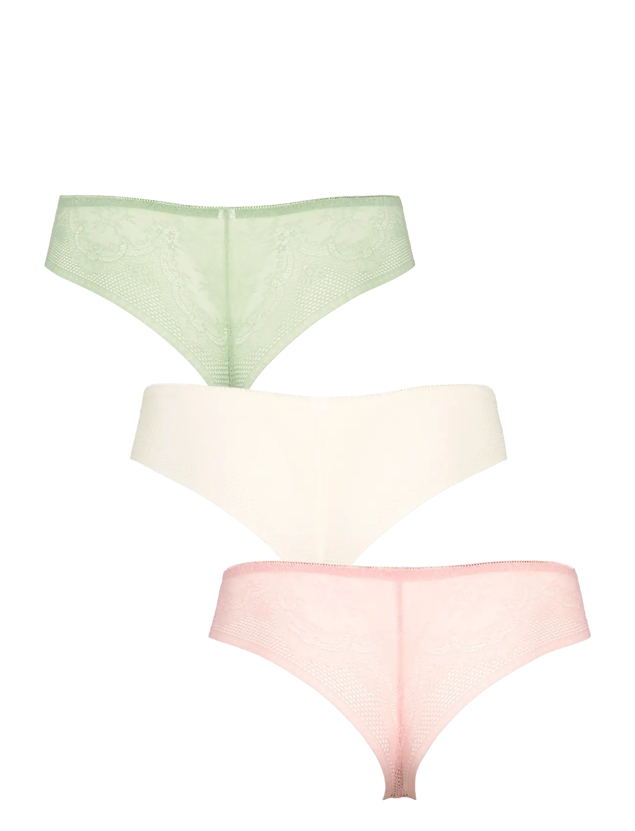 Missya - Seamless string w lace 3-pack - nahtlose slips - dusty green - 2