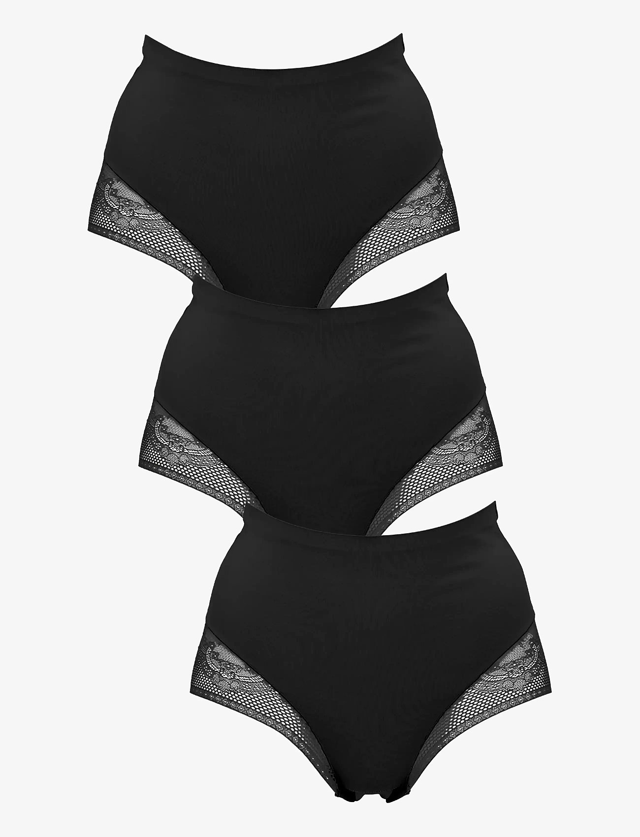 Missya - Seamless maxi w lace 3-pack - nahtlose slips - black - 0