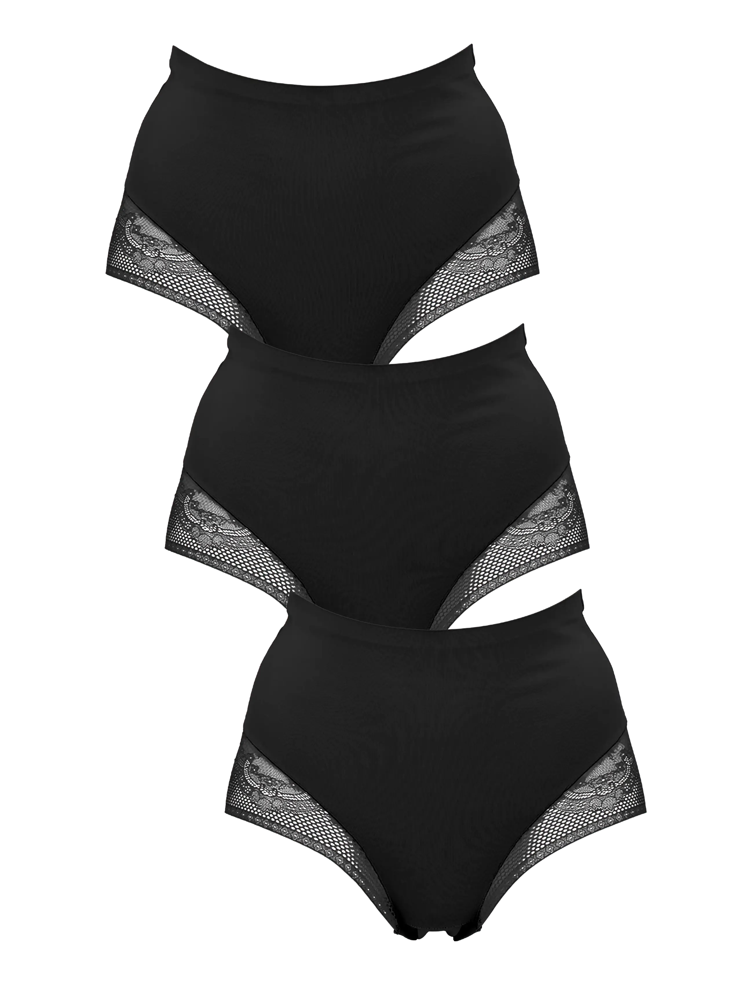 Missya Seamless maxi w lace 3-pack - Nahtlose Slips - BLACK / black