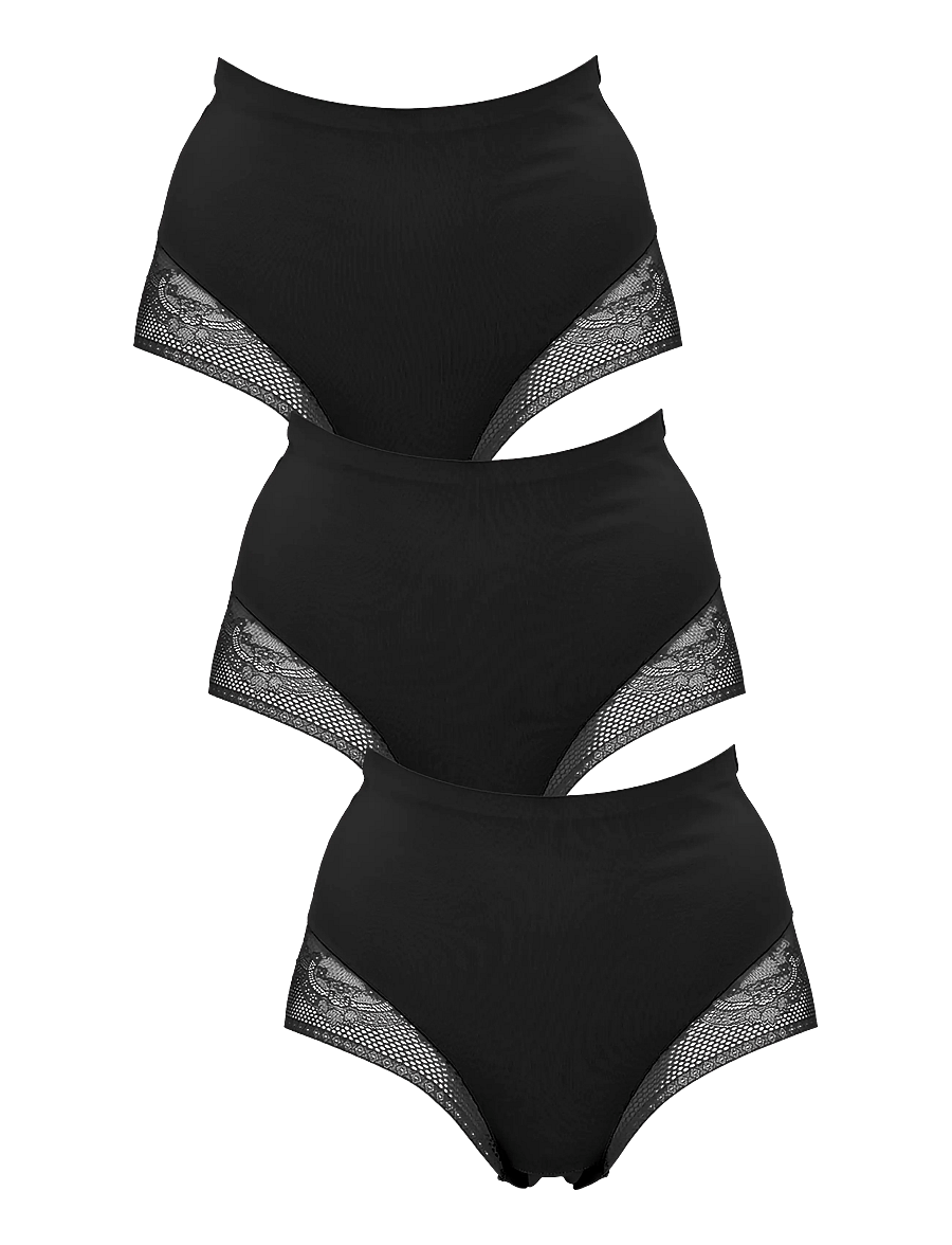 Missya - Seamless maxi w lace 3-pack - seamless trosor - black - 0