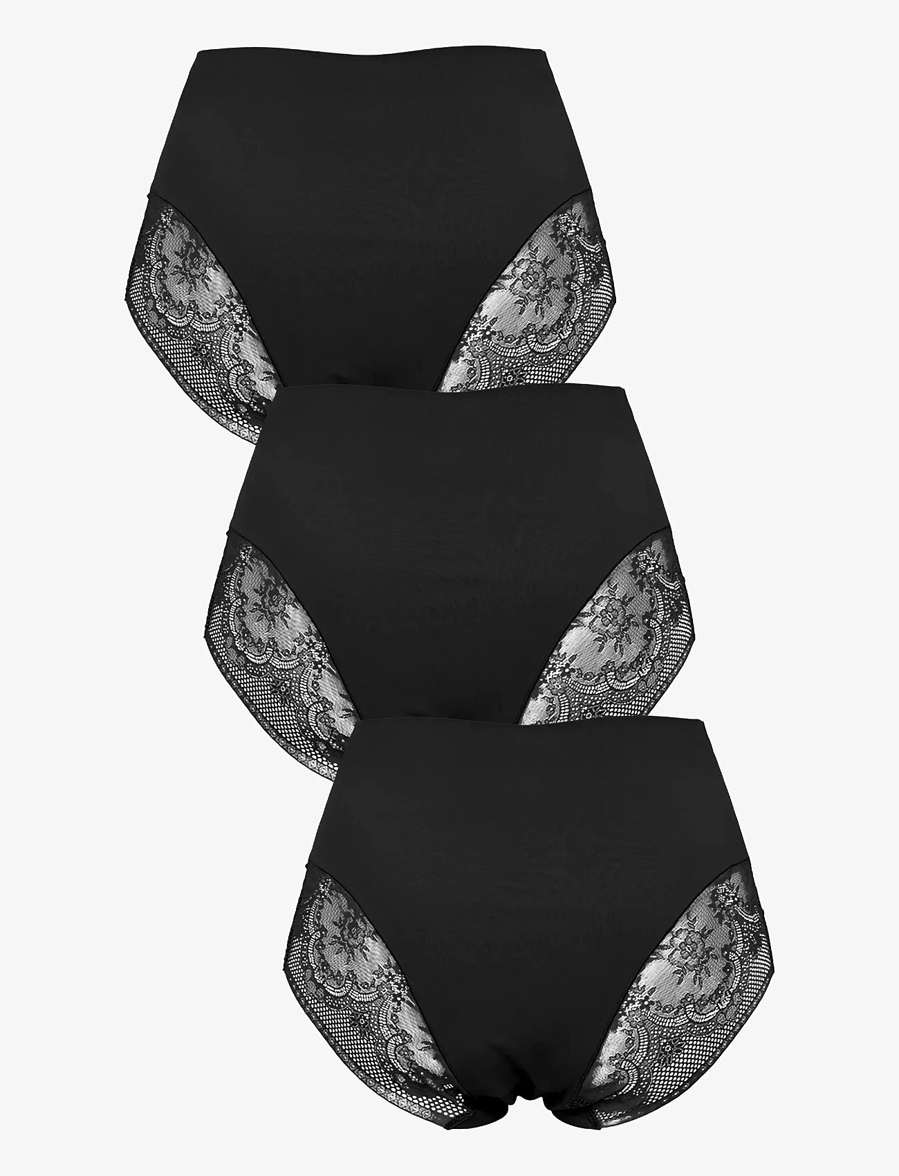 Missya - Seamless maxi w lace 3-pack - nahtlose slips - black - 1