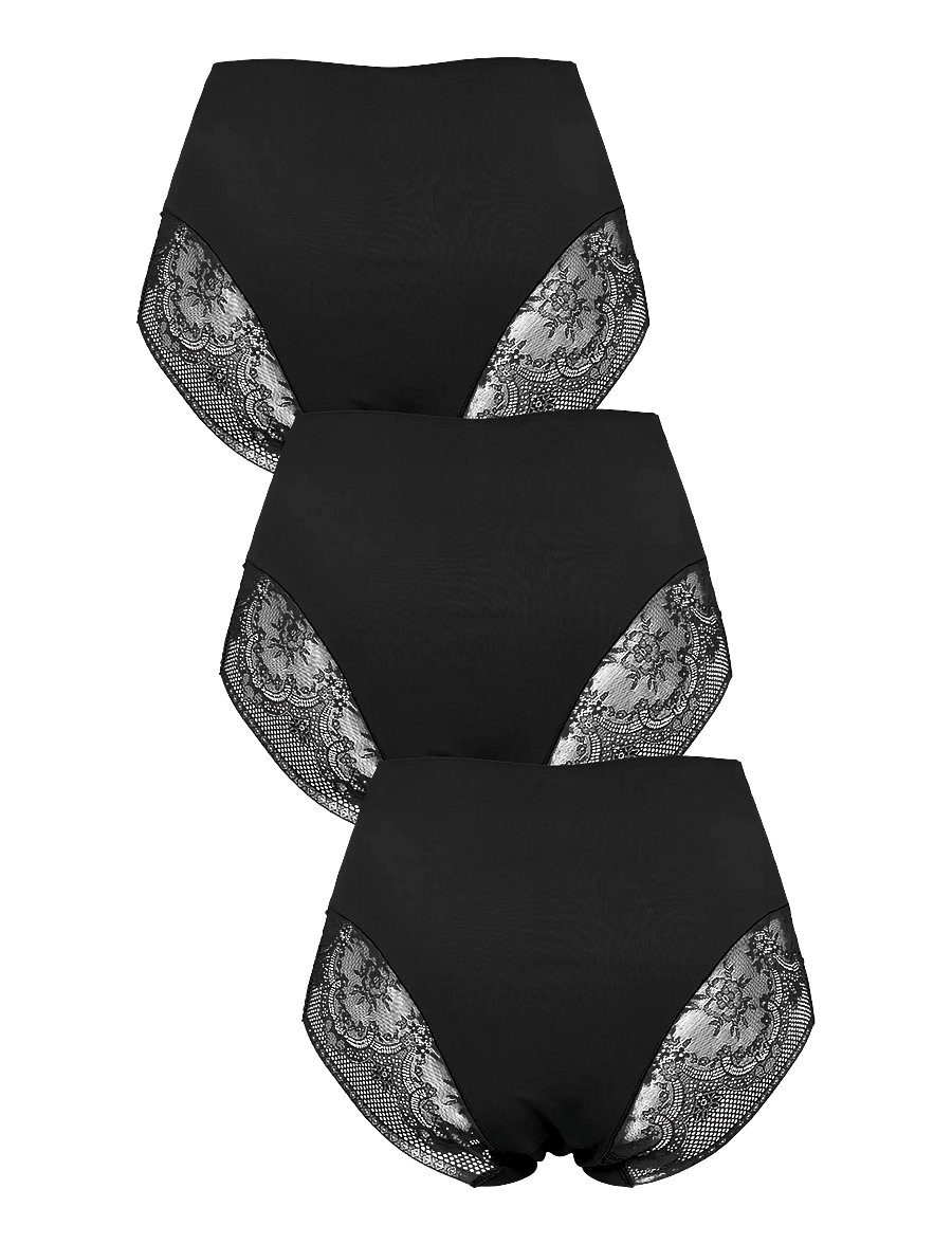 Missya - Seamless maxi w lace 3-pack - seamless trosor - black - 1