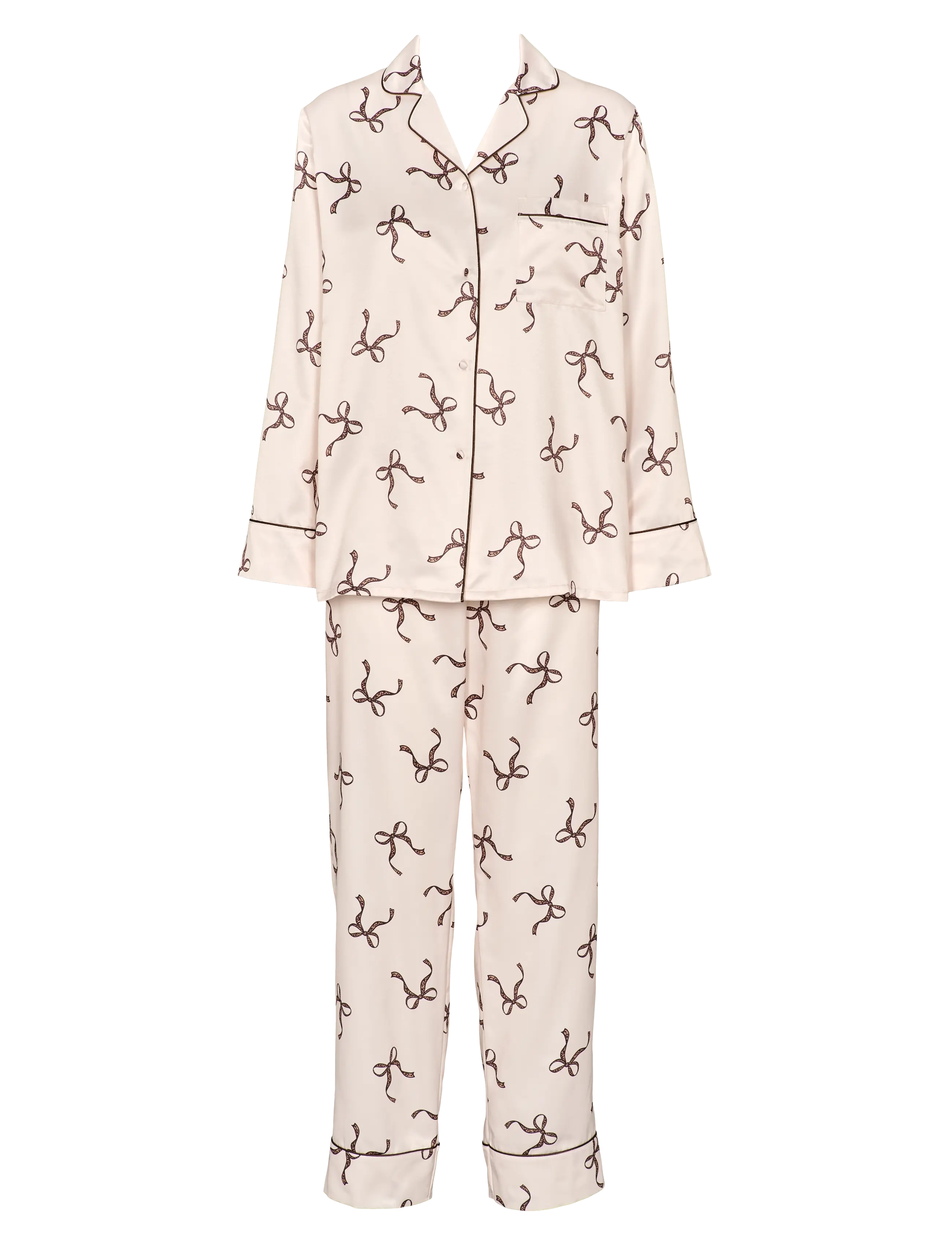 Missya Leo sateen pyjamas AOP - Pyjamas - DARK BROWN / cream