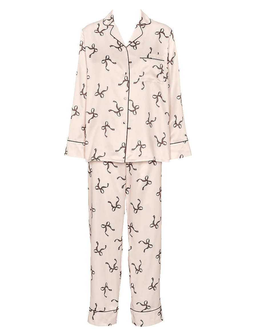 Missya - Leo sateen pyjamas AOP - pyjamas - dark brown - 1