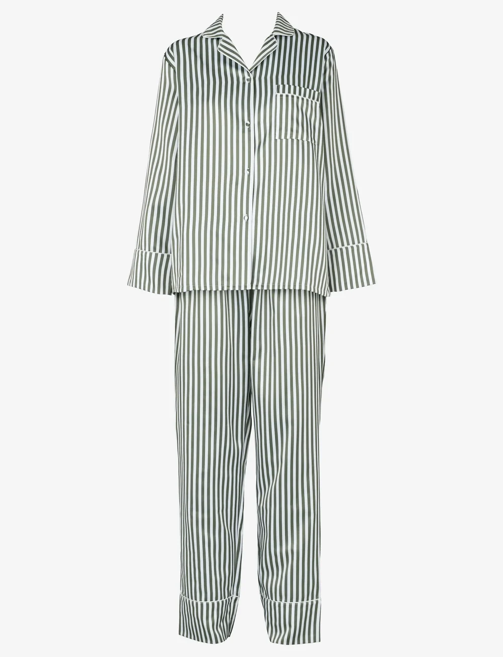 Missya - Leo sateen pyjamas AOP - pyjamas - dusty green - 1