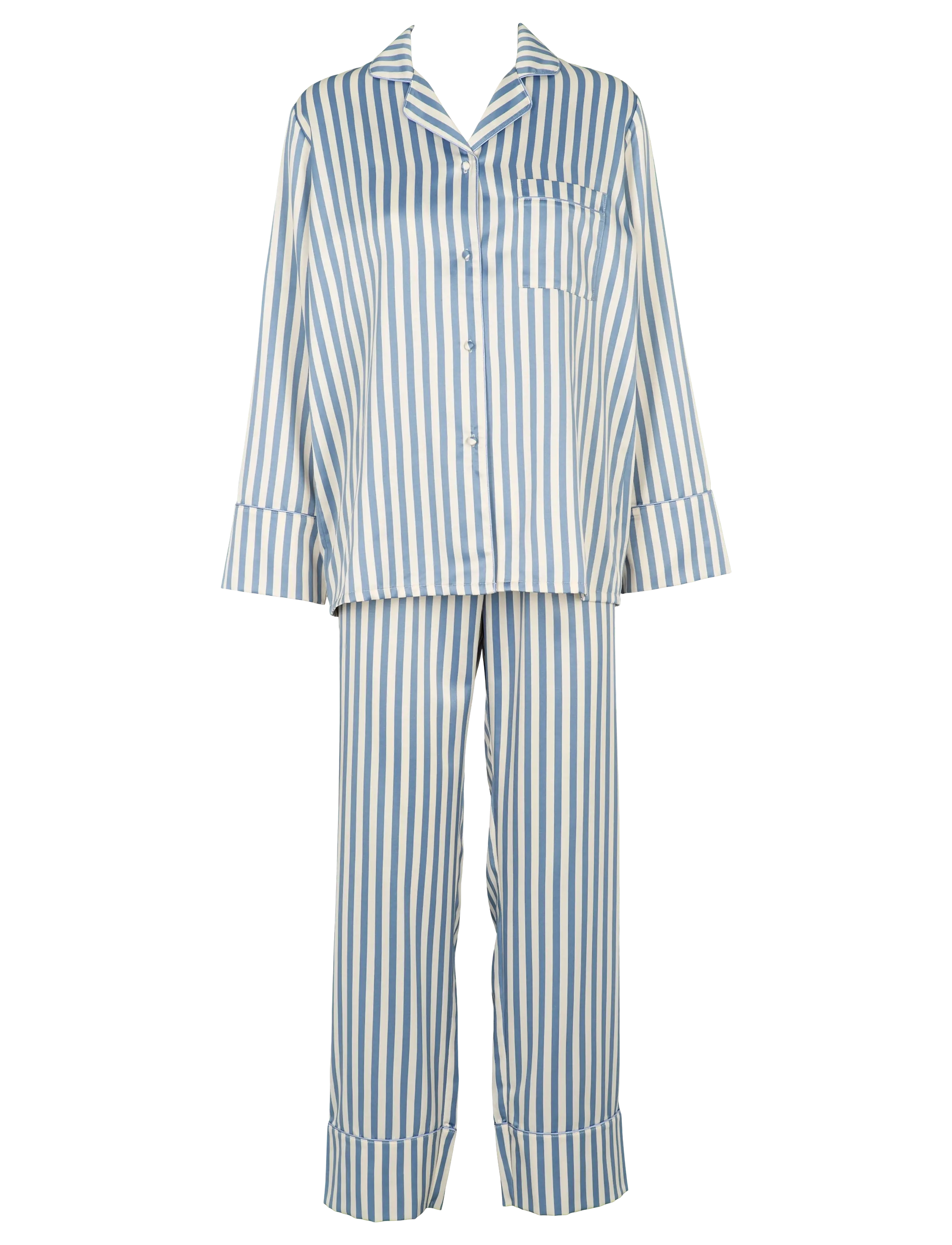Missya Leo Sateen Pyjamas Aop, L, Blue, Nat- Og Opholdstøj > Pyjamas, Dame