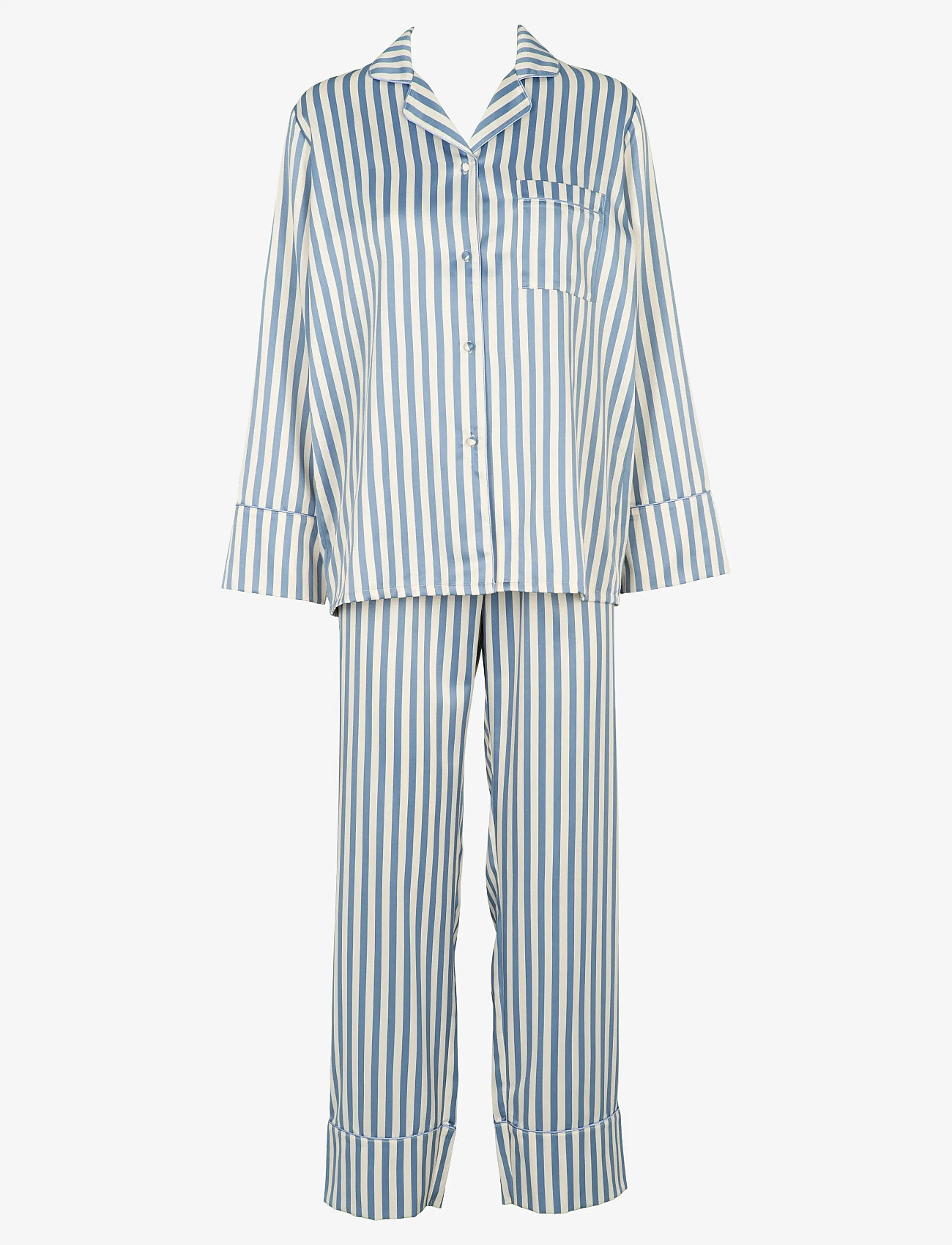 Missya - Leo sateen pyjamas AOP - pyjamas - stone blue - 0