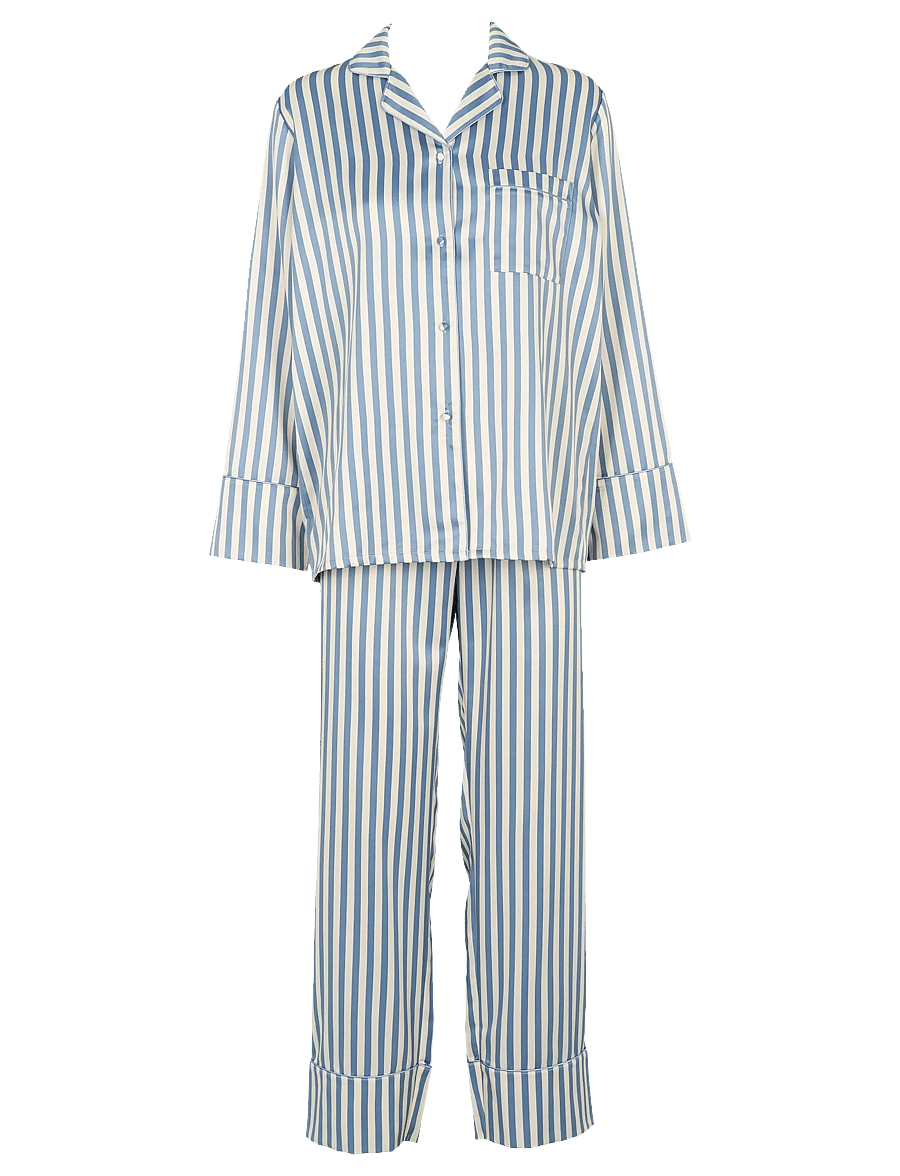Missya - Leo sateen pyjamas AOP - pyjamas - stone blue - 0