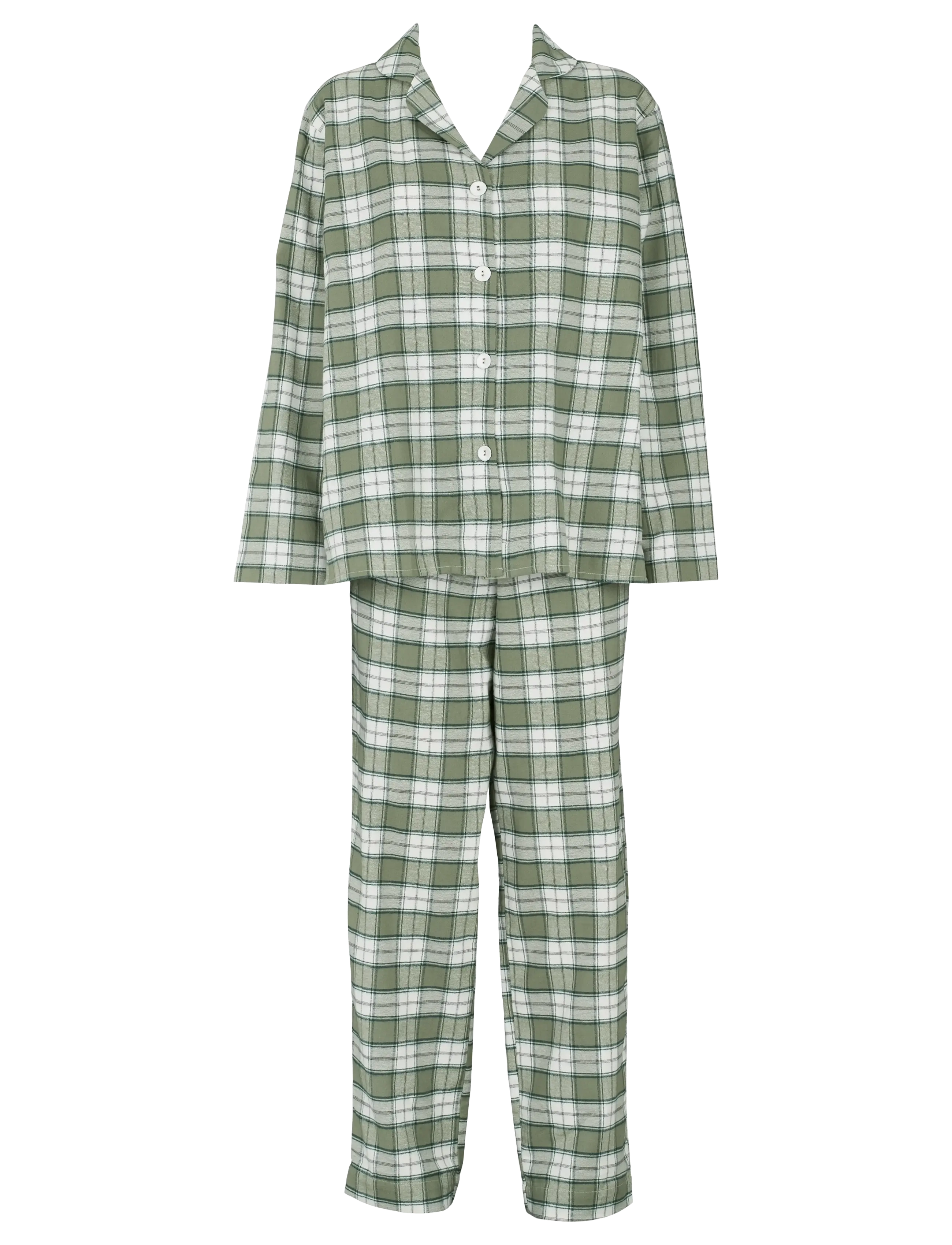 MISSYA Check Flannel Pyjamas Grün - S - Damen